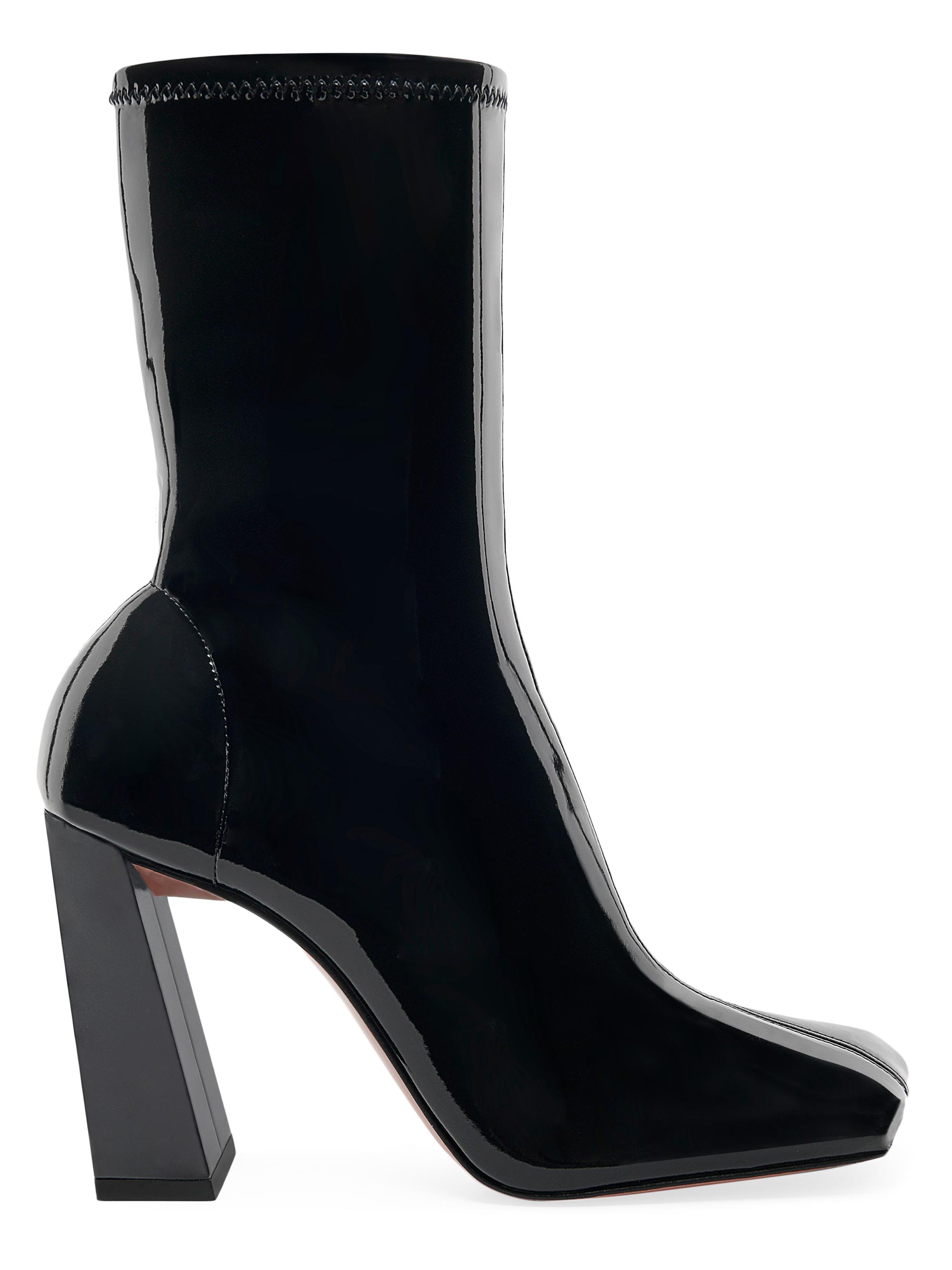 Amina Muaddi Women's Marine 95MM Stretch Booties - Latex Black