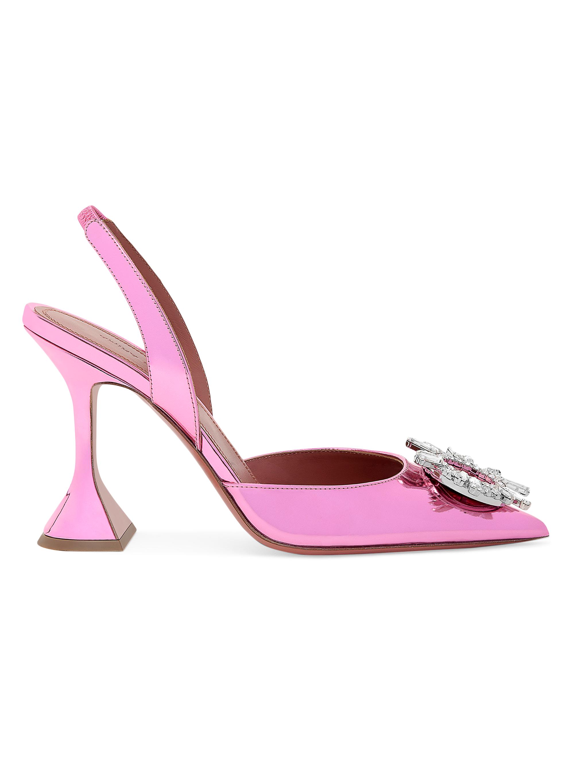Amina Muaddi Women's Begum Embellished Leather Slingback Pumps - Mirror Rose
