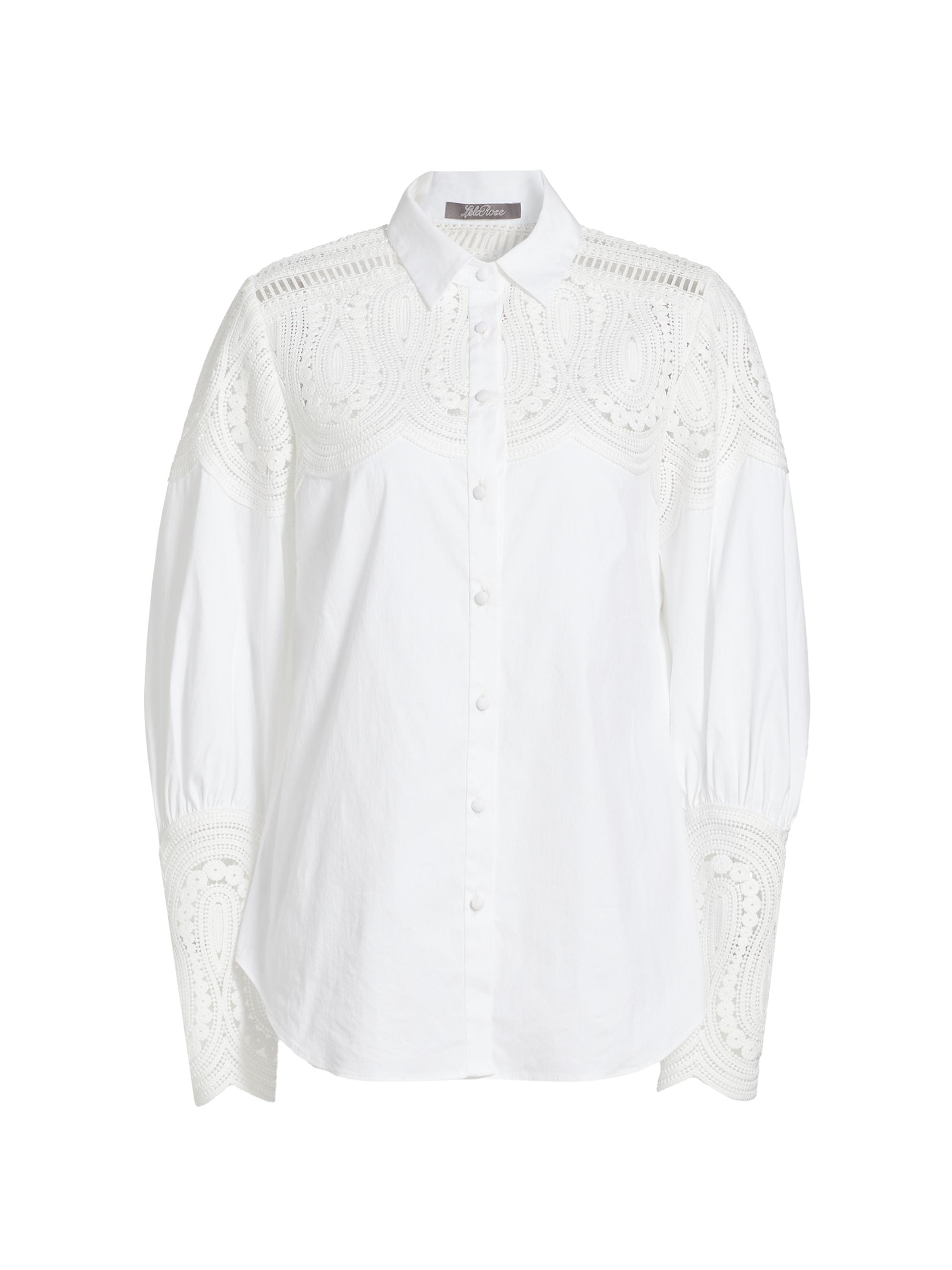 Lela Rose Women's Lace-Trim Button-Front Shirt -
