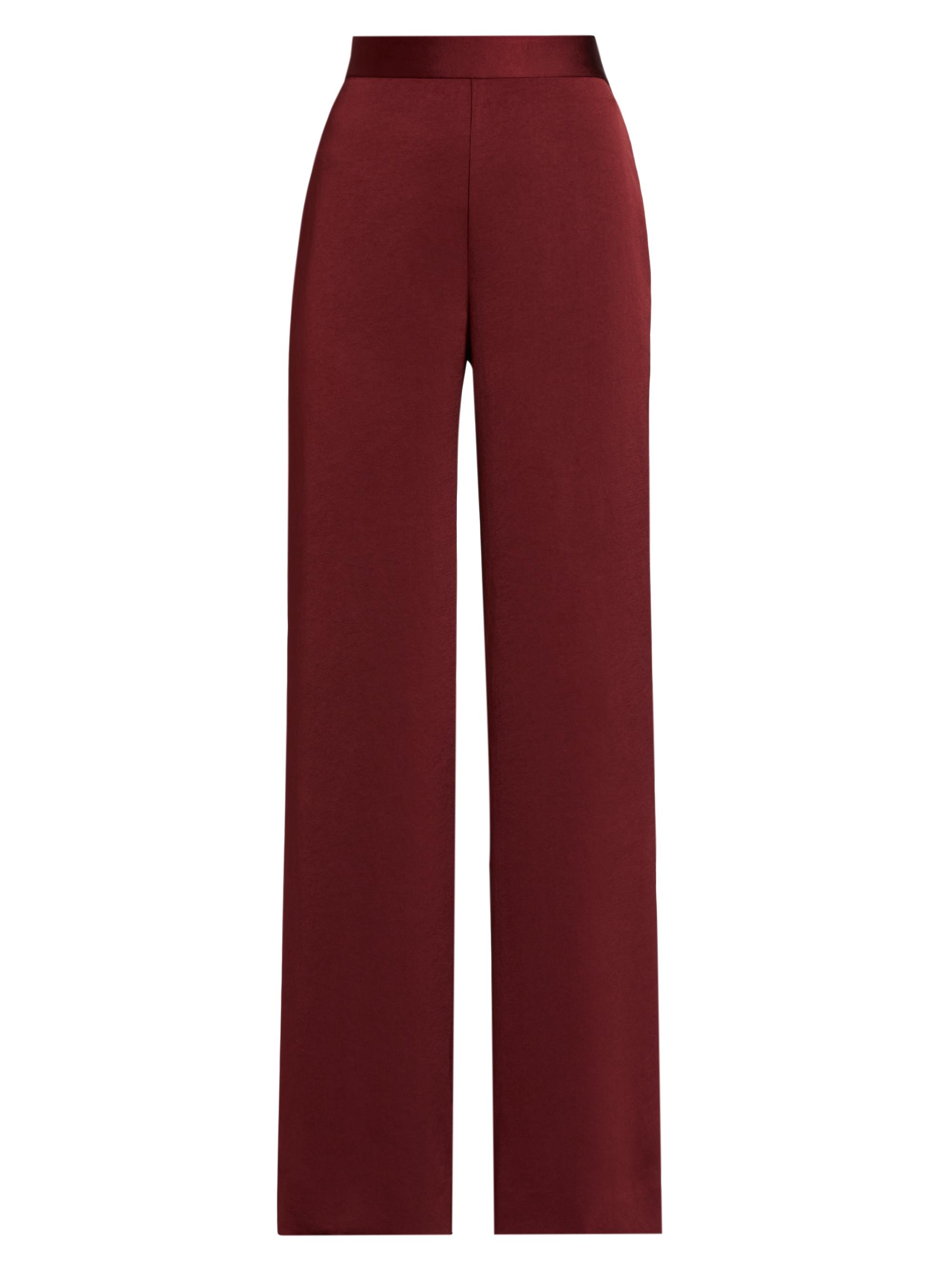 Lela Rose Women's Satin Wide-Leg Pants - Bordeaux