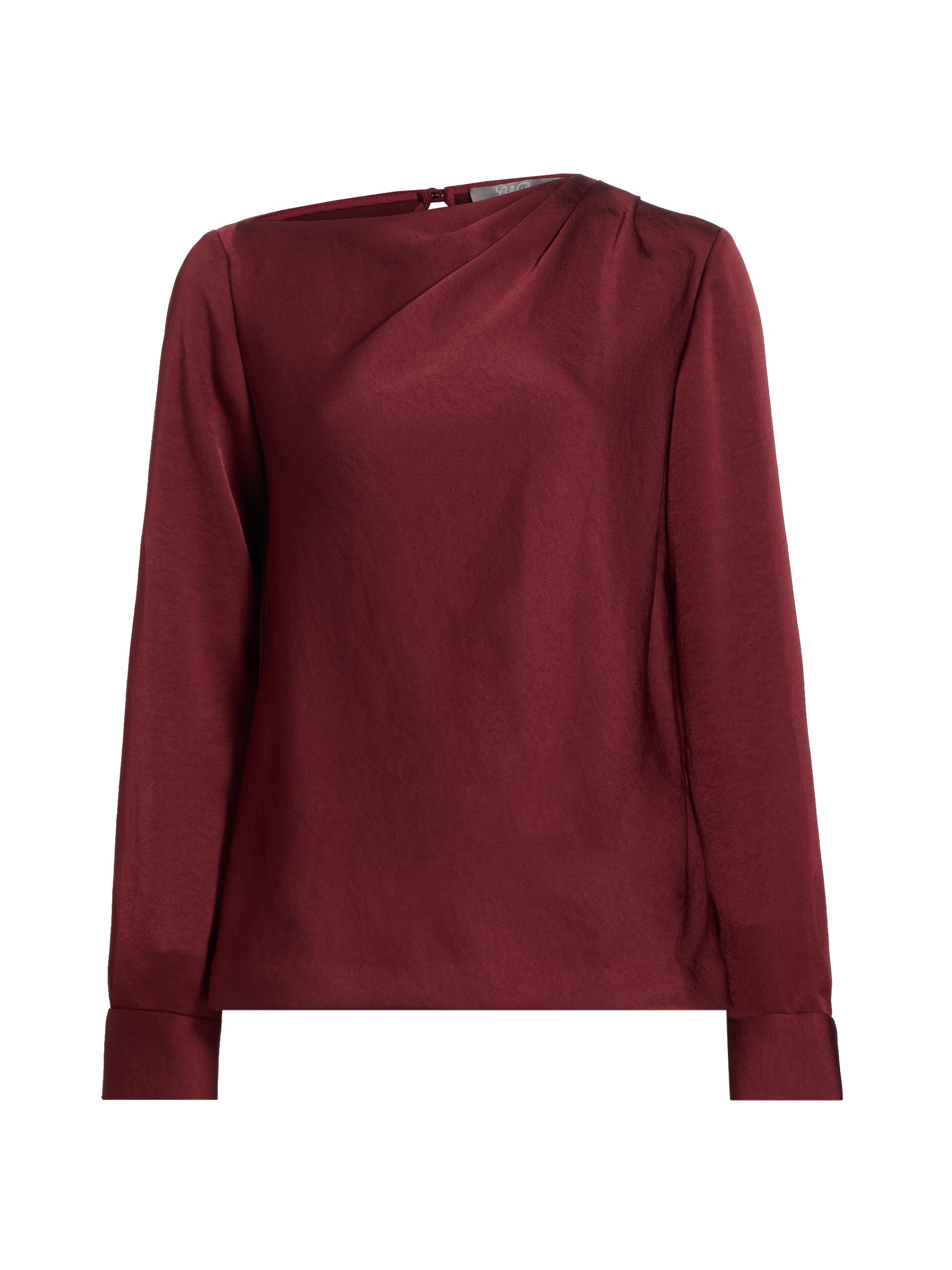 Lela Rose Women's Satin Asymmetric Gathered Blouse - Bordeaux