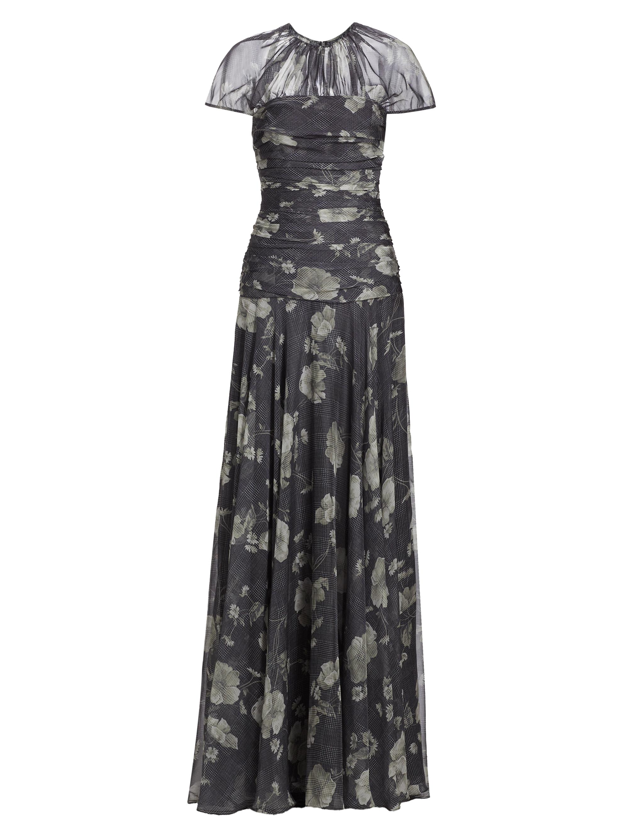 Lela Rose Women's Ruched Floral Chiffon Gown -  Multi