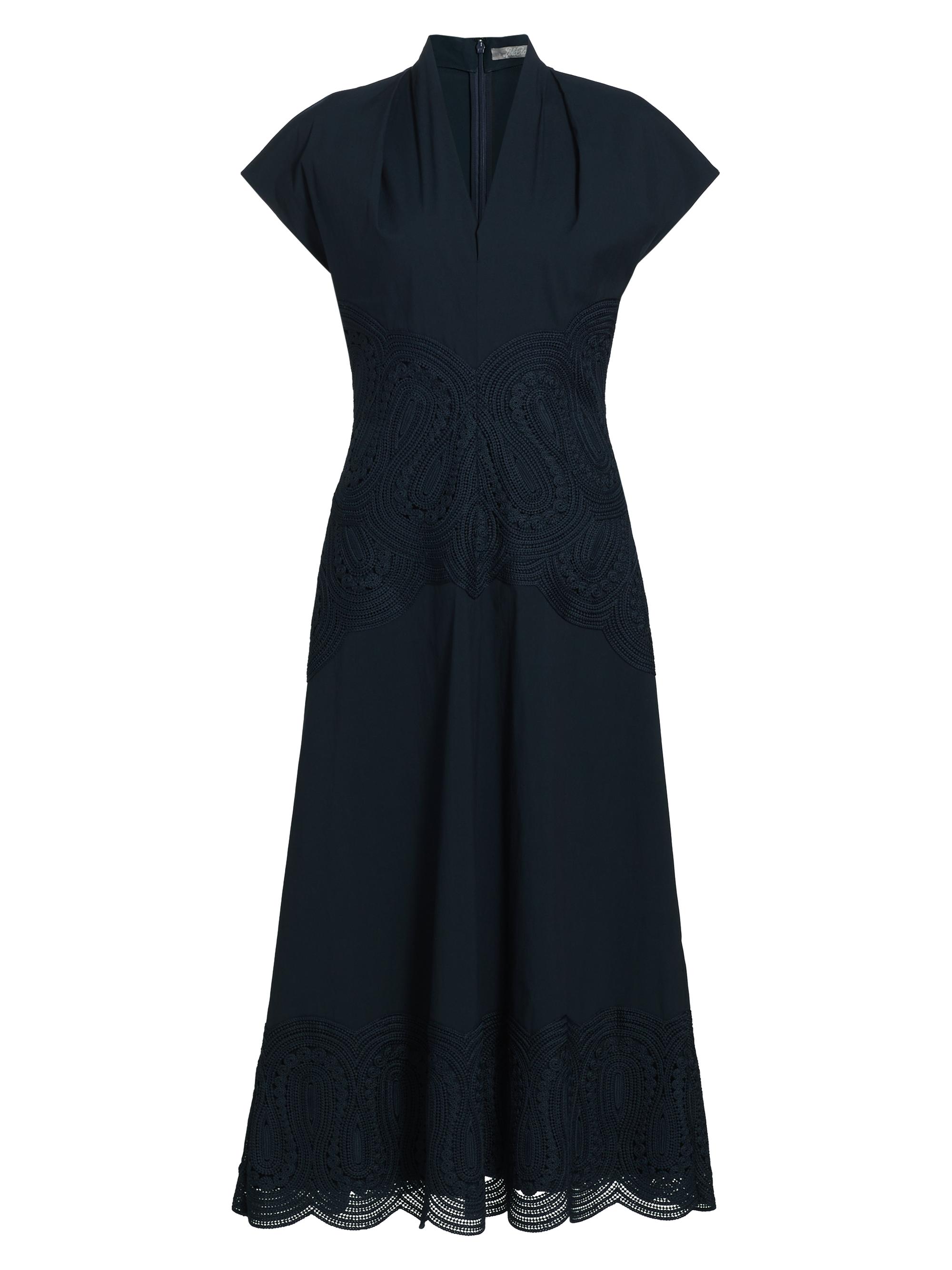 Lela Rose Women's Corded Lace Poplin Maxi Dress - Navy