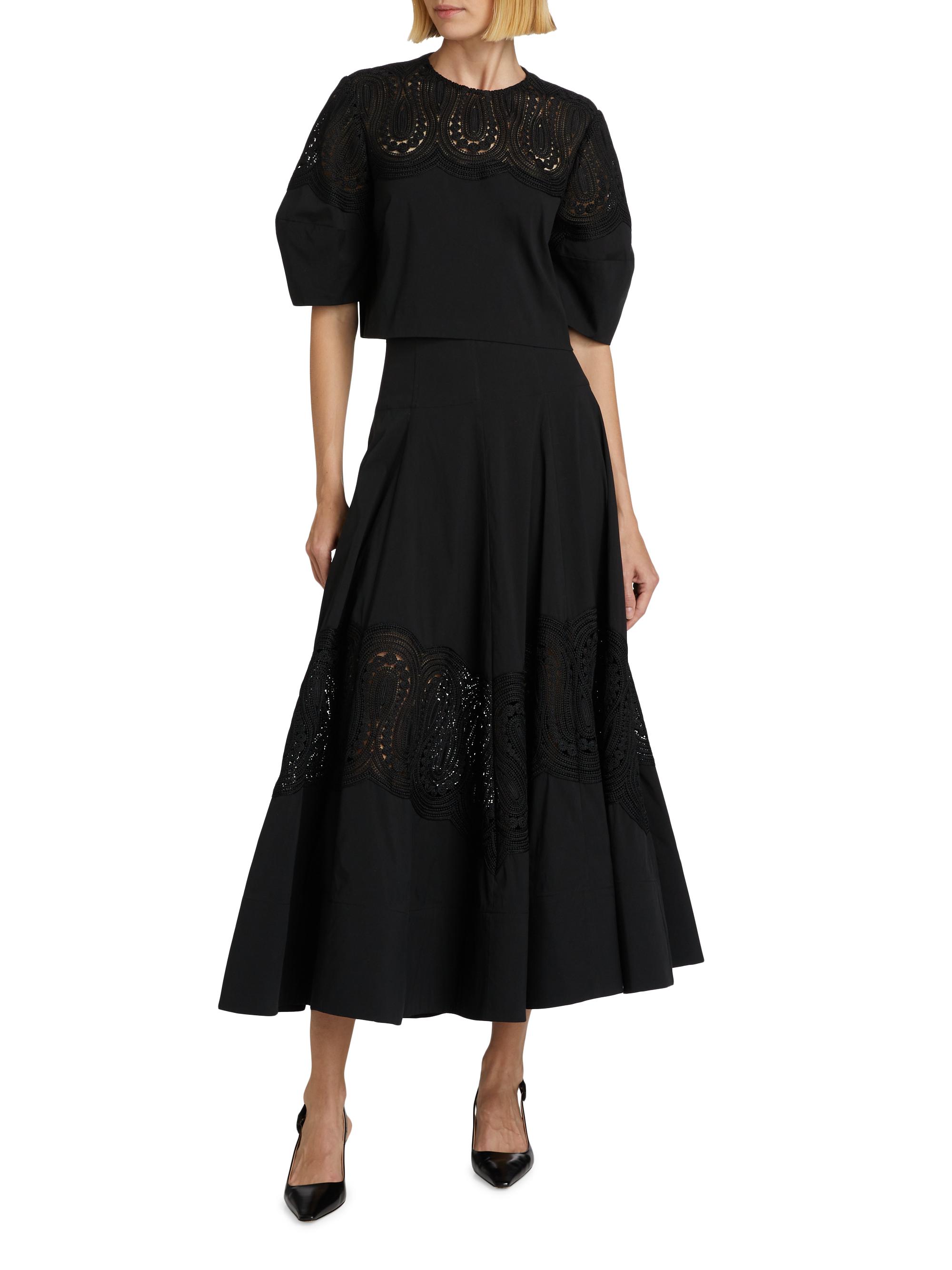 Lela Rose Iris Corded Lace Puff-Sleeve Top | Saks Fifth Avenue