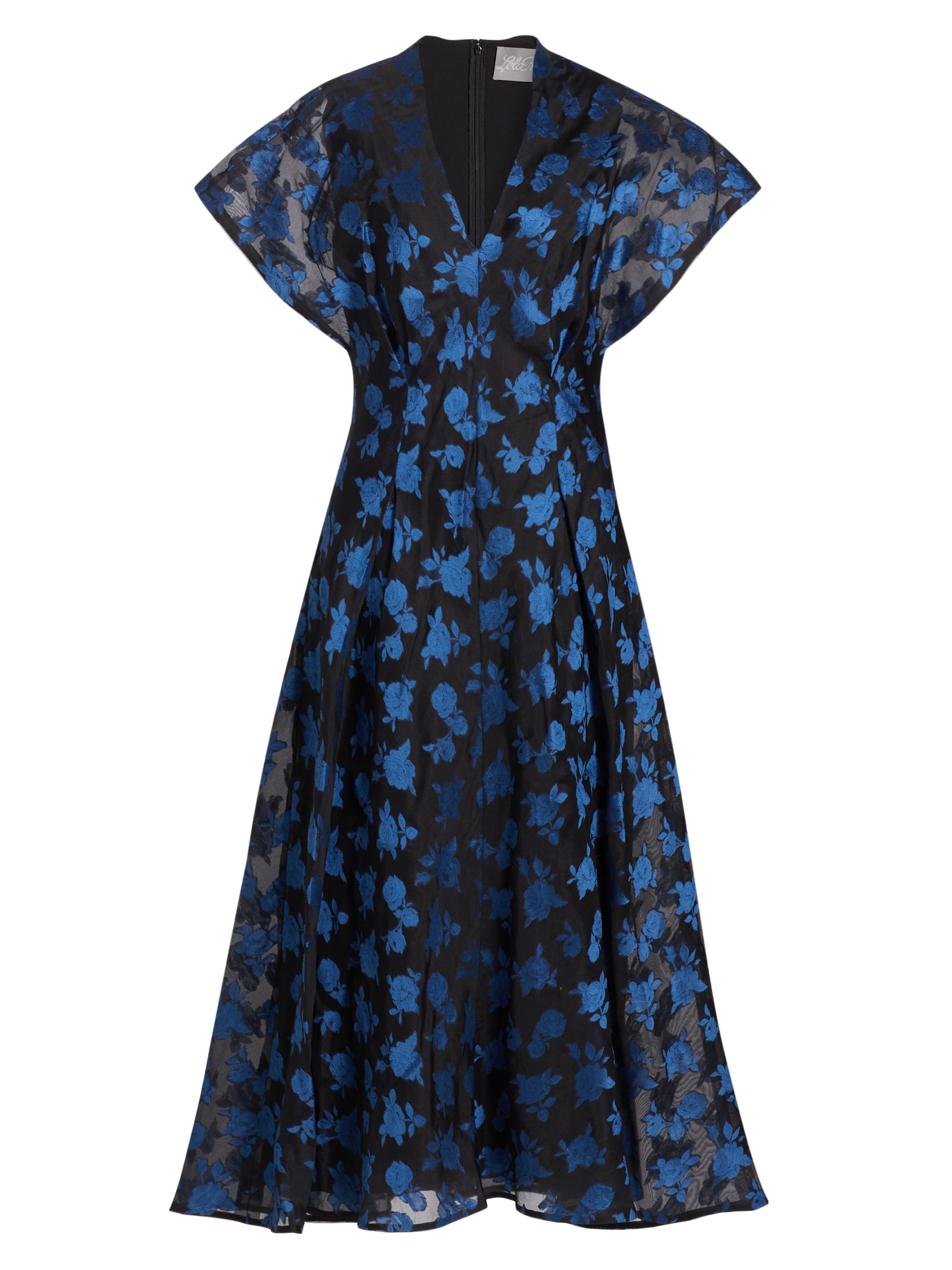 Lela Rose Women's Floral Silk A-Line Maxi Dress - Cornflower