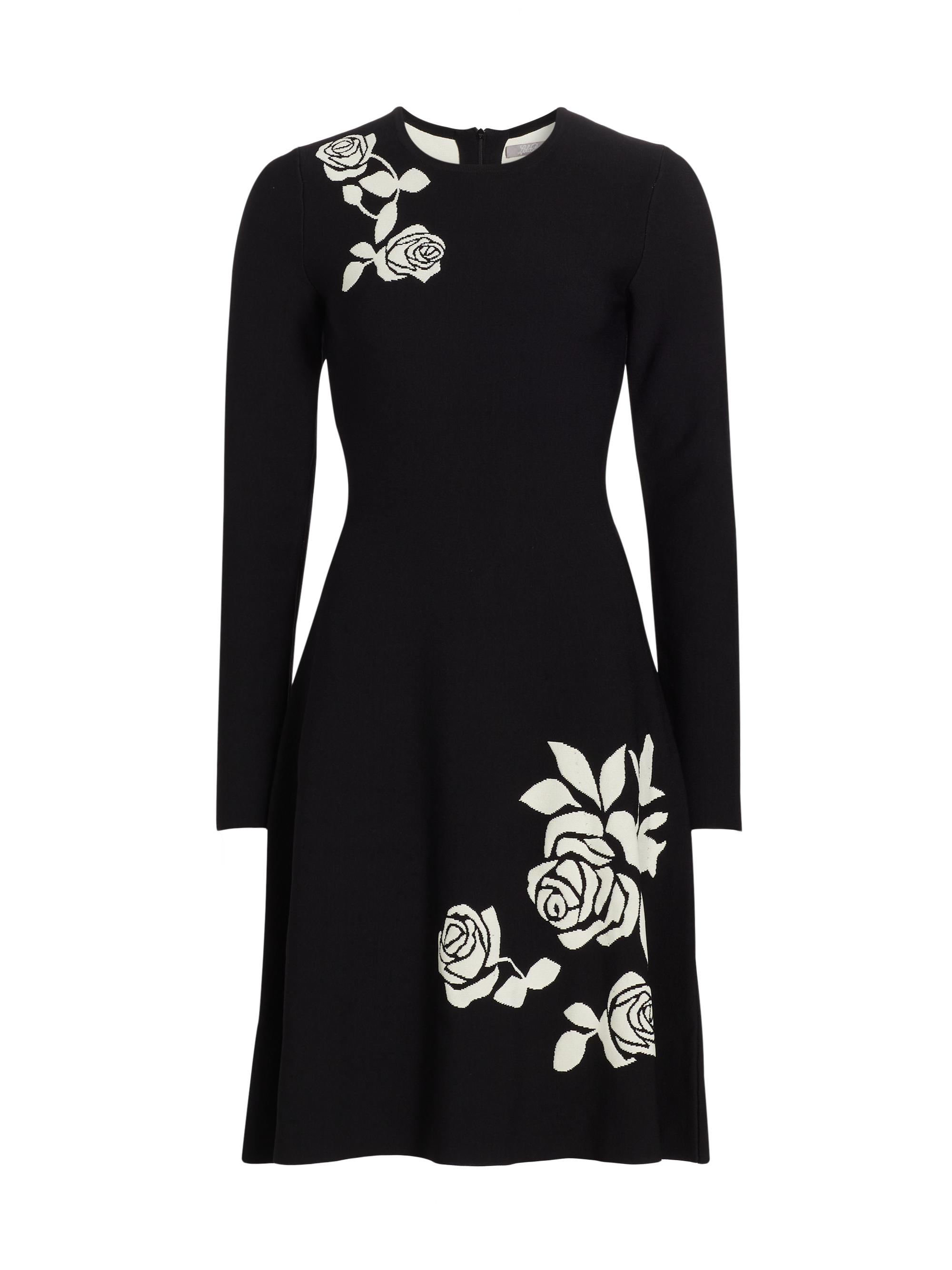 Lela Rose Women's Rose Jacquard Knee-Length Dress - Black