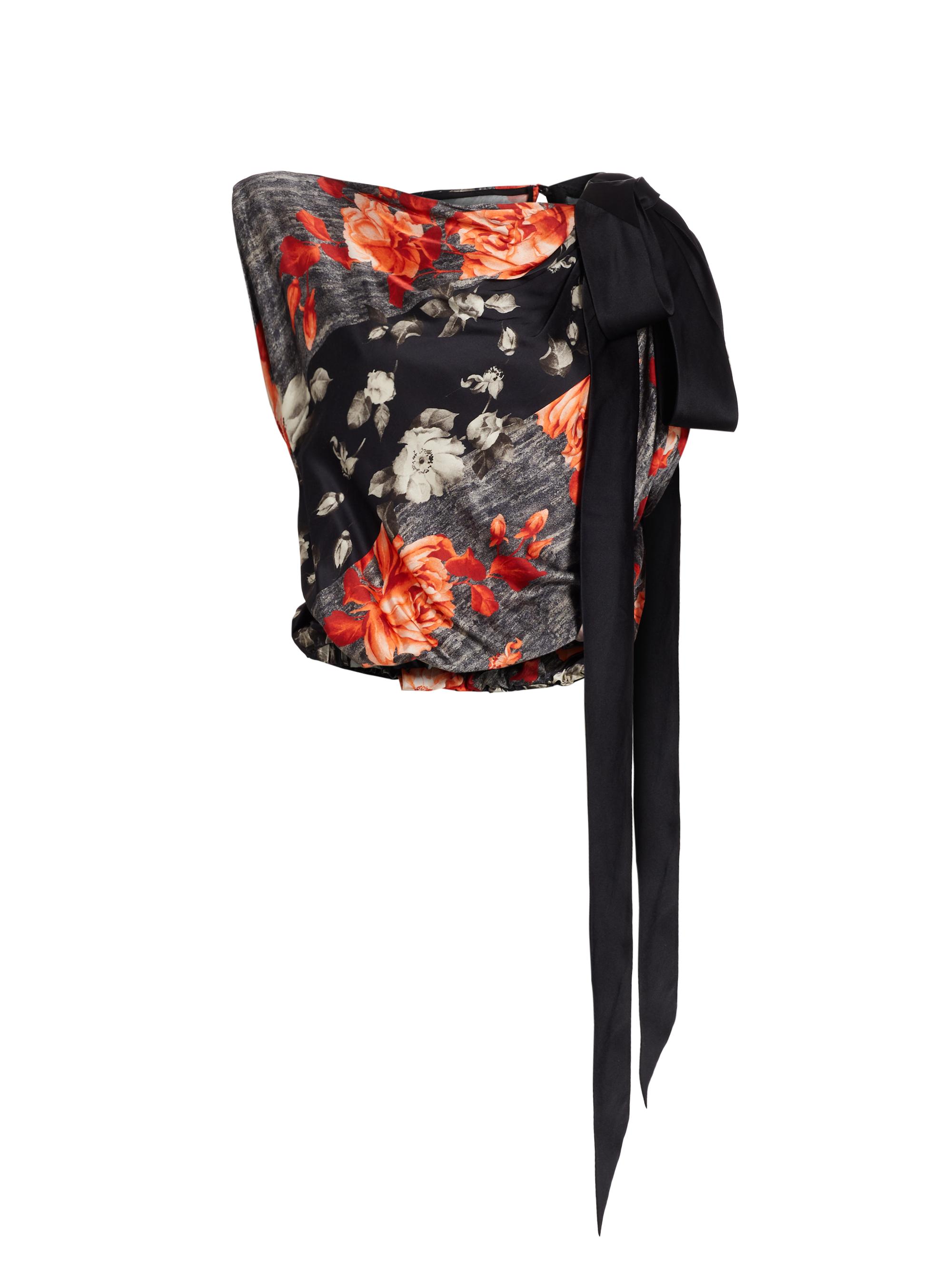 Lela Rose Women's Bow-Detailed Printed Draped Top - Poppy