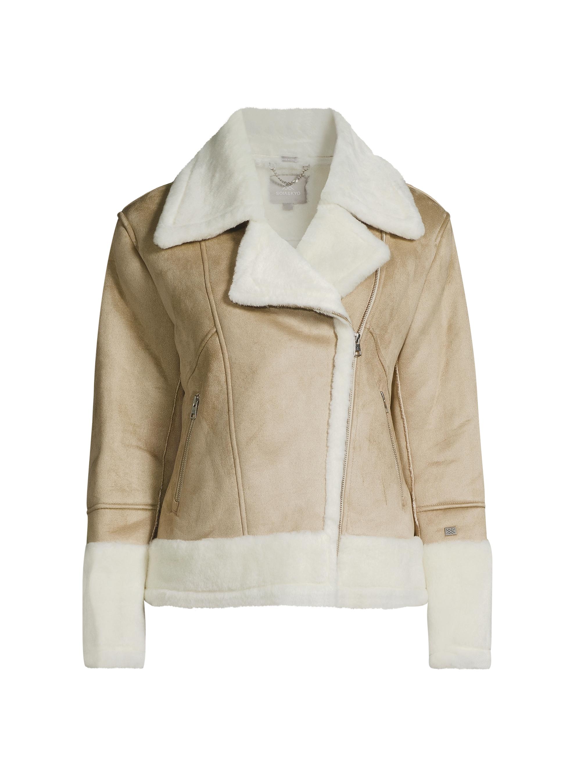 Soia & Kyo Women's Phoebe Faux-Sherpa Moto Jacket - Hush