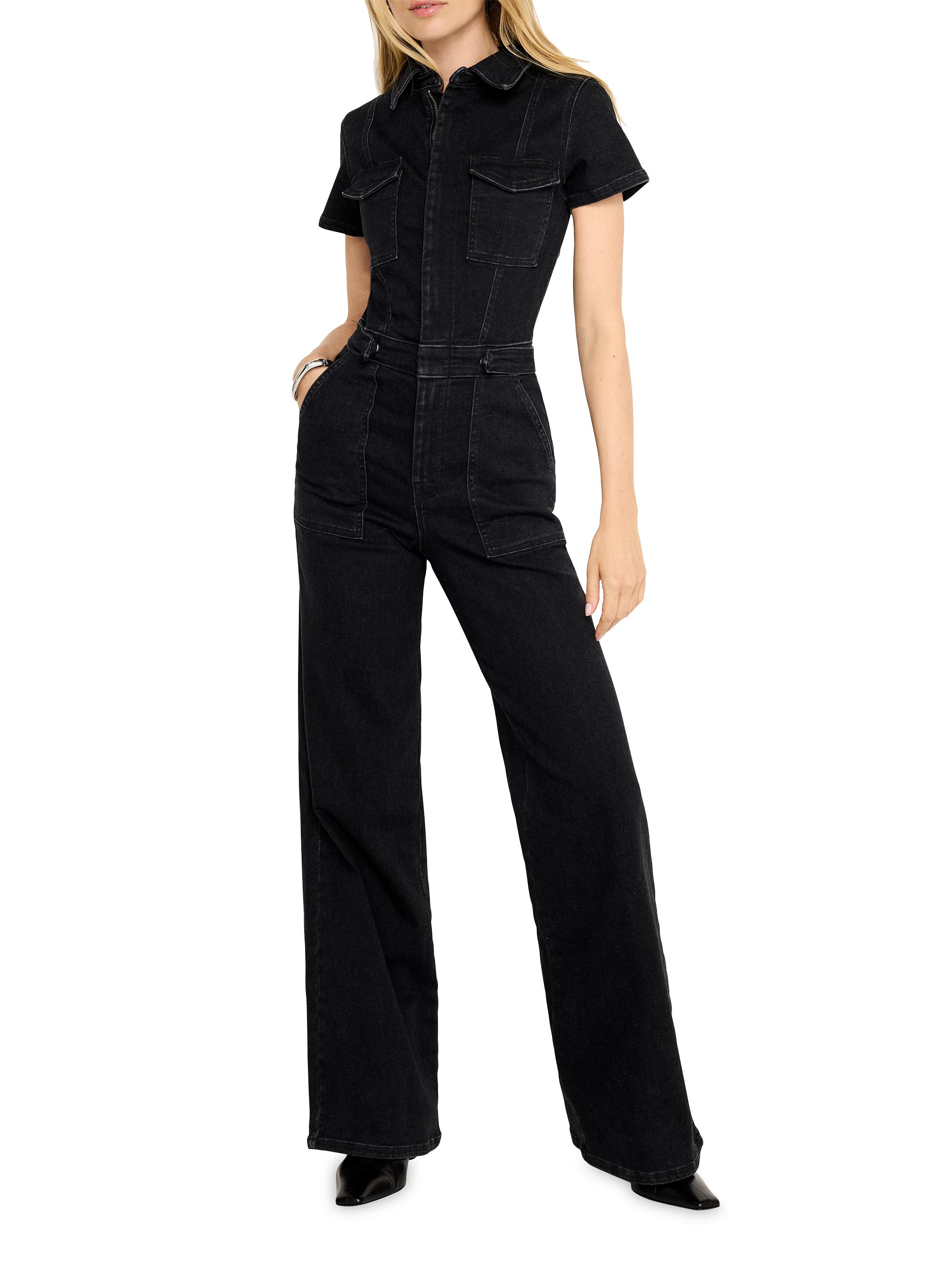 Good American Women's Fit For Success Denim Jumpsuit - Black