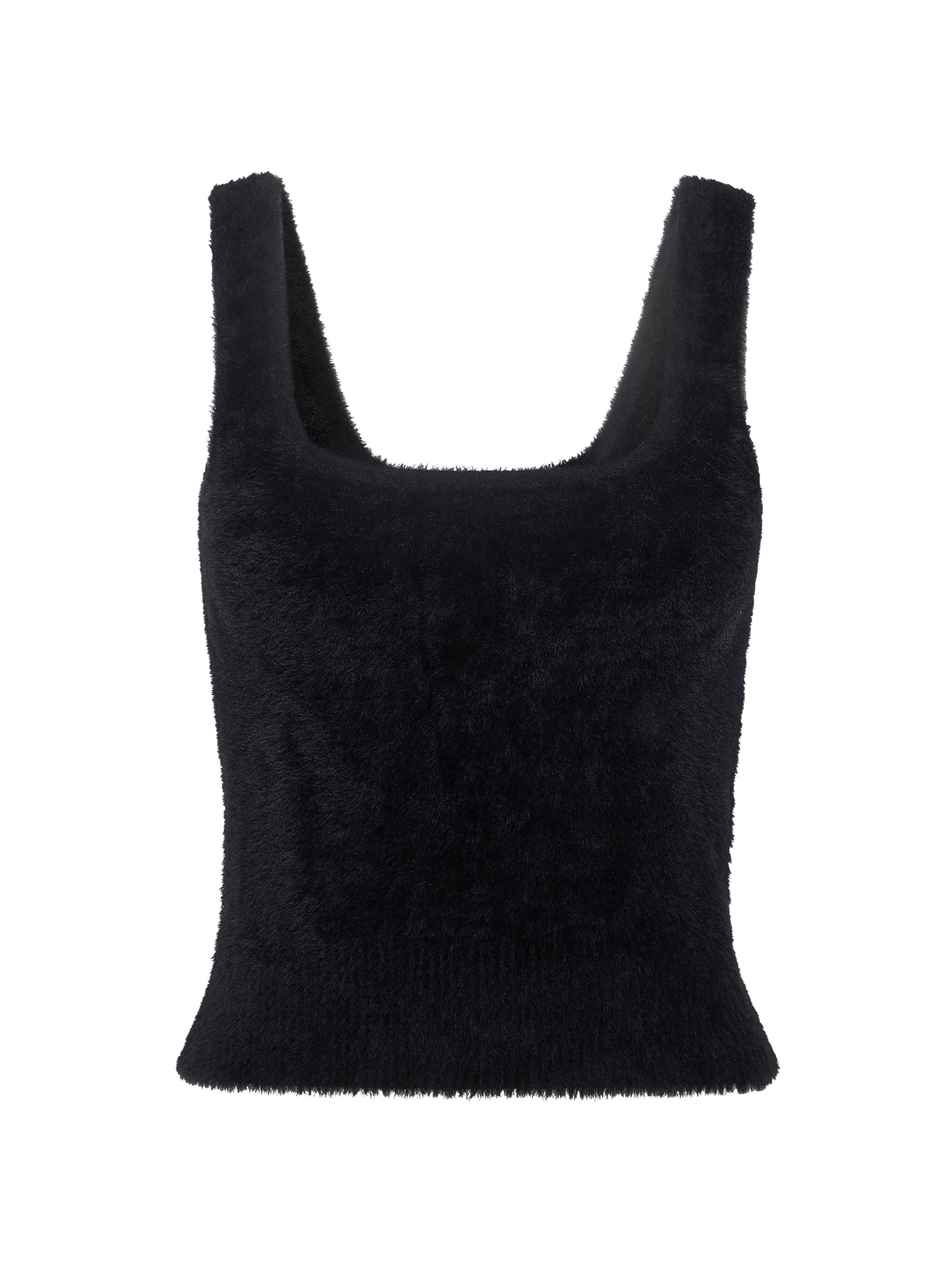 Good American Women's Fuzzy Knit Tank - Black