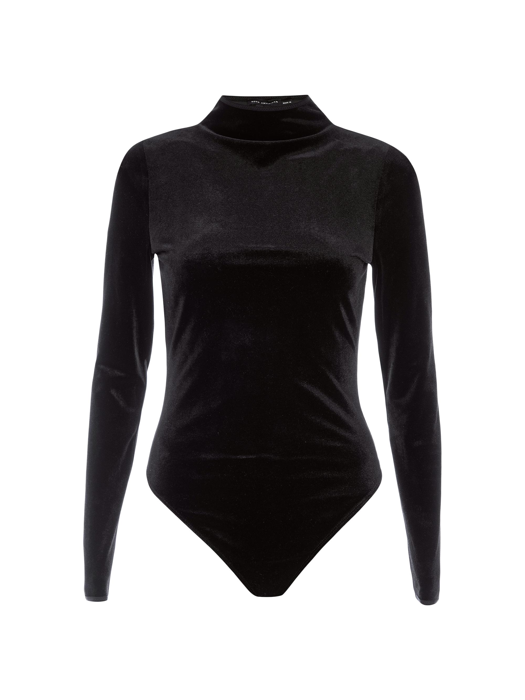 Good American Women's Velvet Long-Sleeve Bodysuit - Black