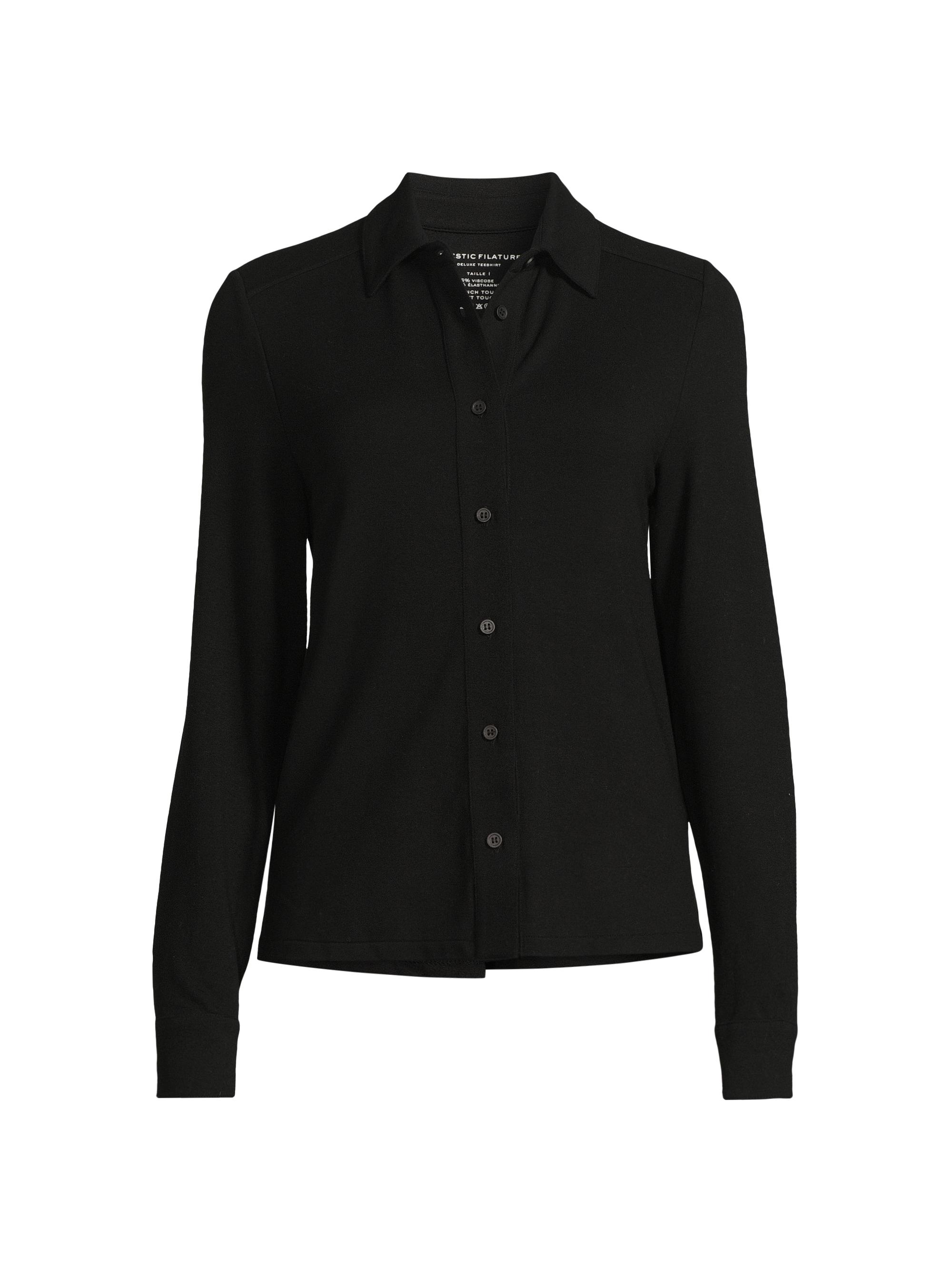 Majestic Filatures Women's Terry Relaxed-Fit Long-Sleeve Shirt - Noir