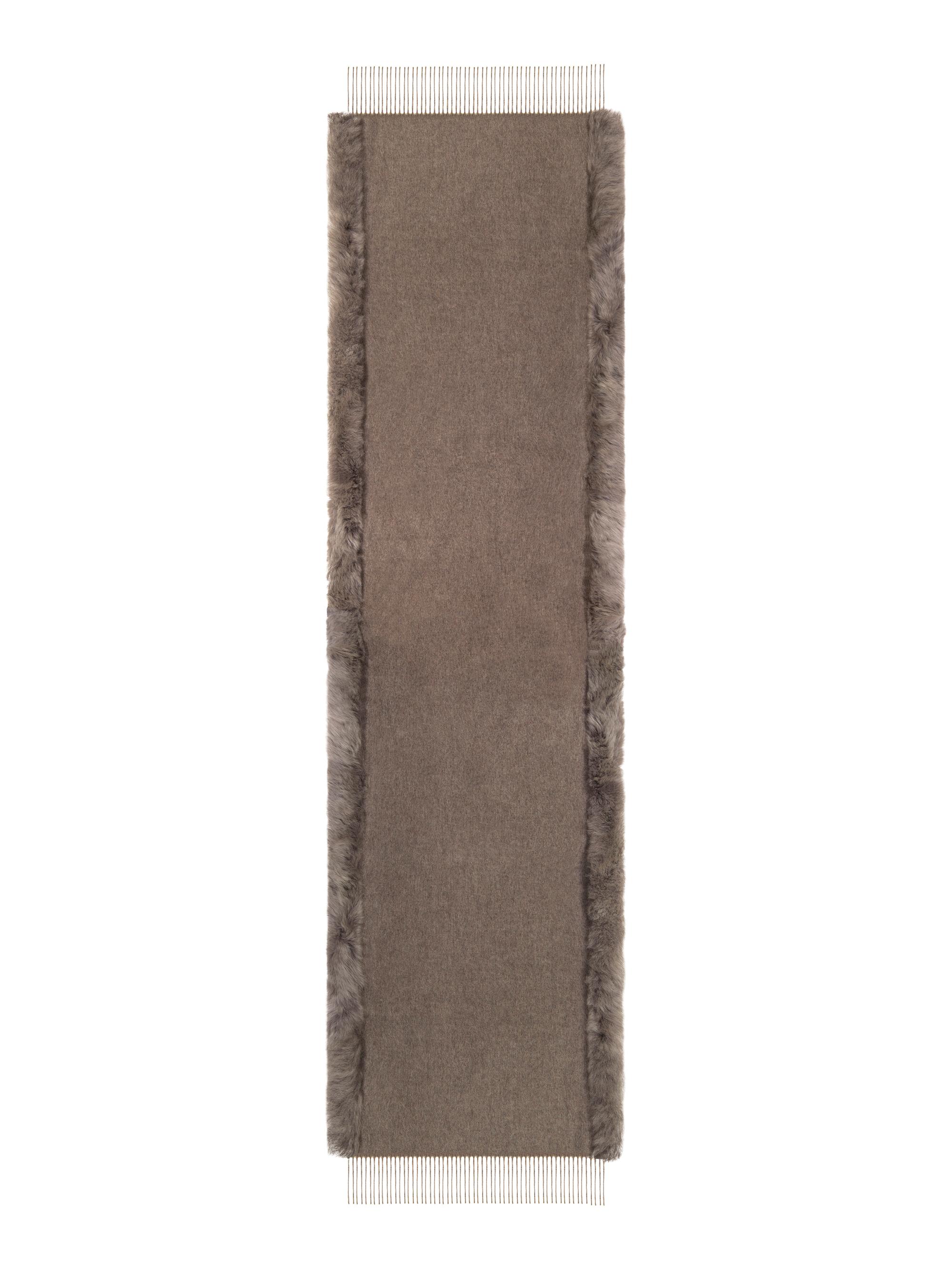 Gorski Women's Cashmere and Wool Stole with Toscana Lamb Trim - Mocha