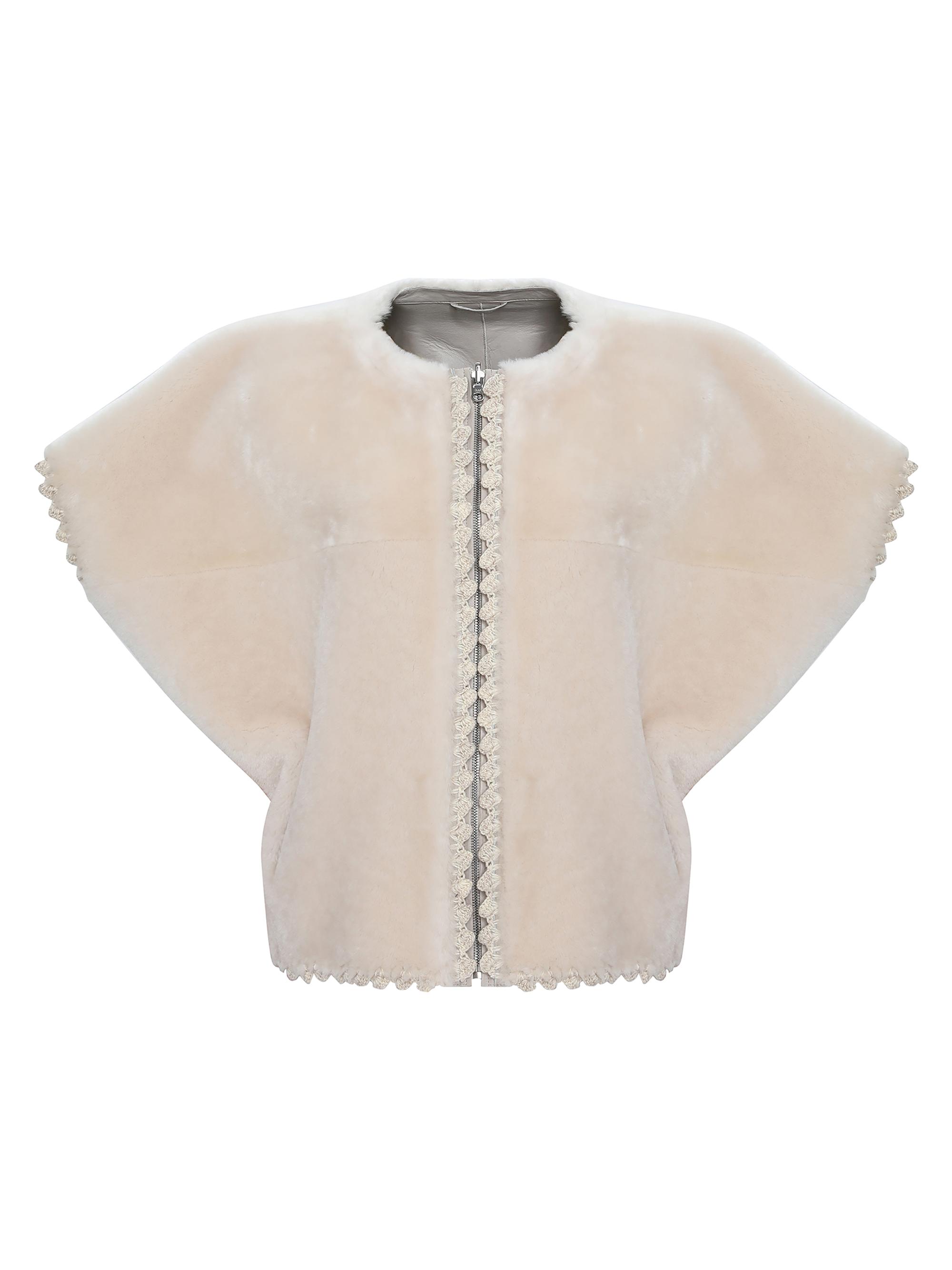 Gorski Women's Reversible Select Shearling Lamb Collarless Jacket - Cream