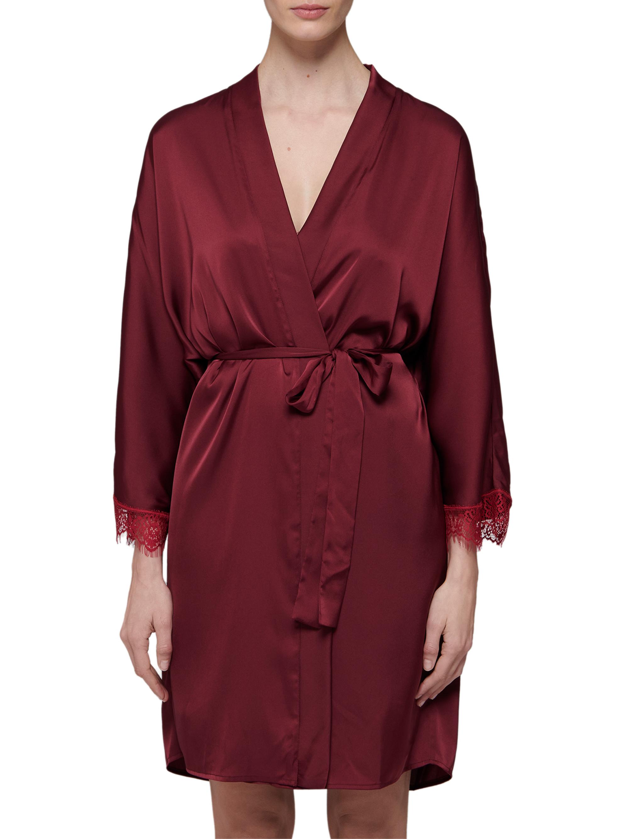 Simone Pérèle Women's Satin Secrets Lace-Trimmed Robe - Spinel Red