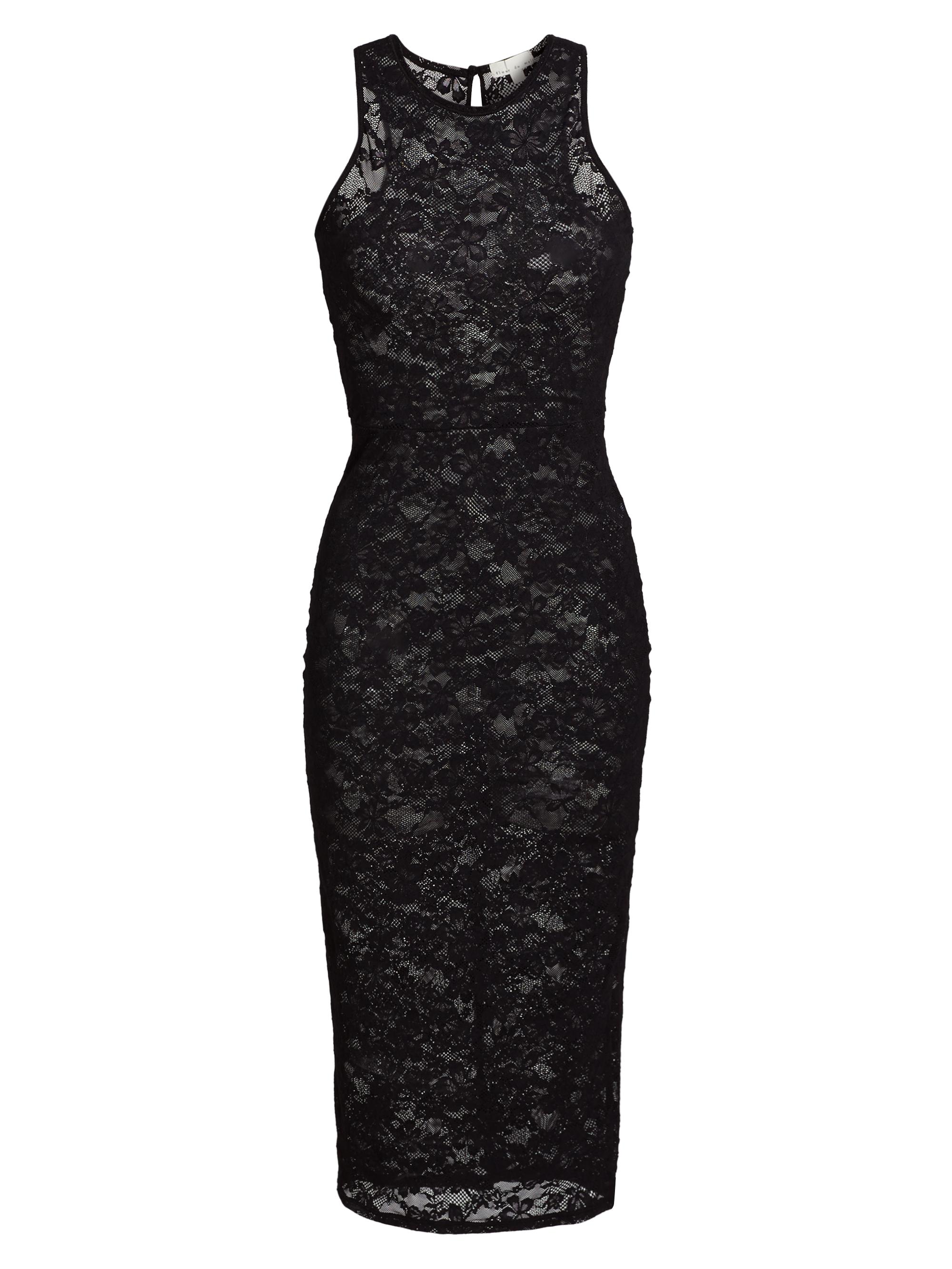 Fleur du Mal Women's Le Stretch Lace Racer Tank Dress - Black