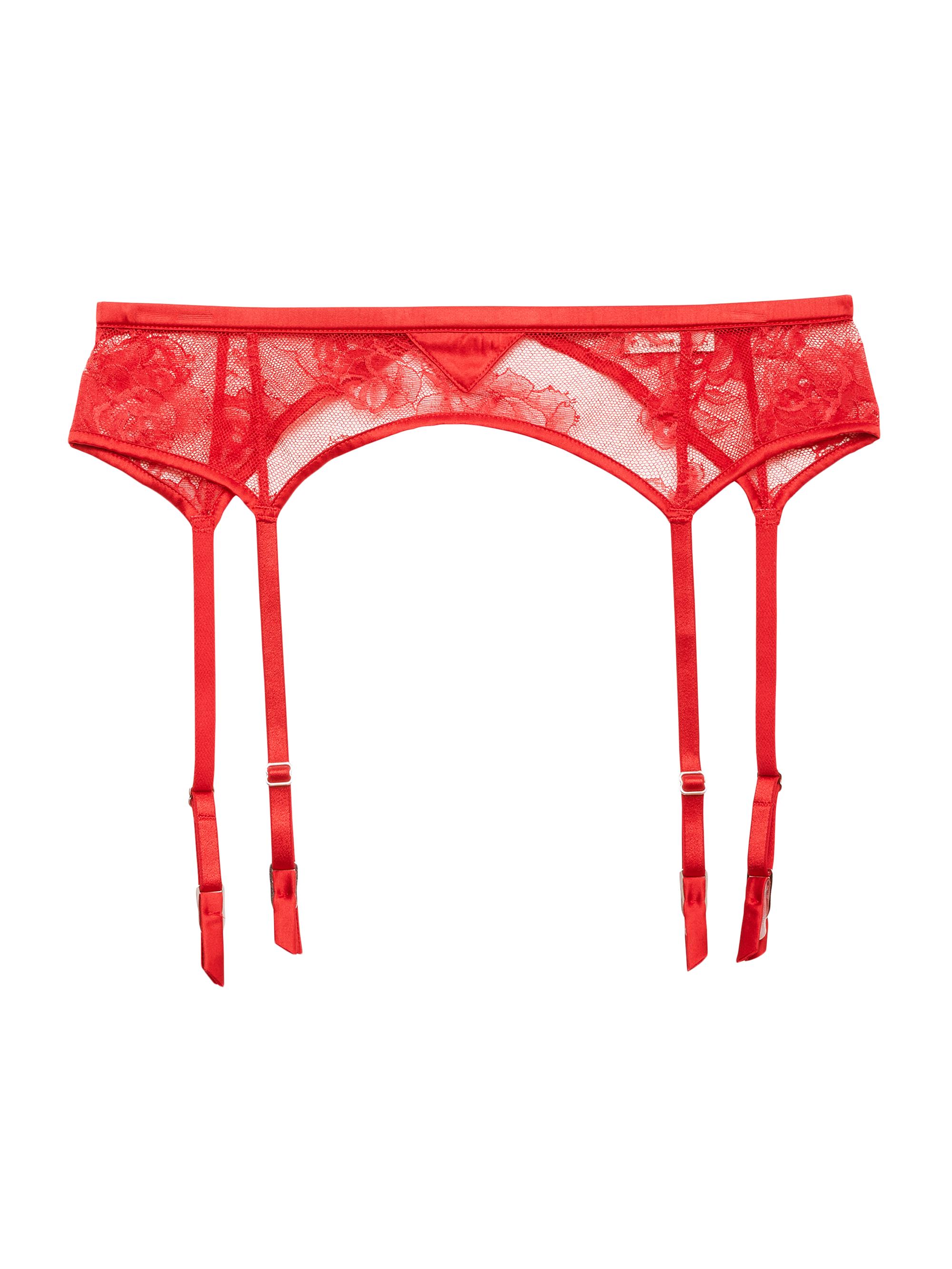 Fleur du Mal Women's Bouquet Lace Garter Belt - Rouge