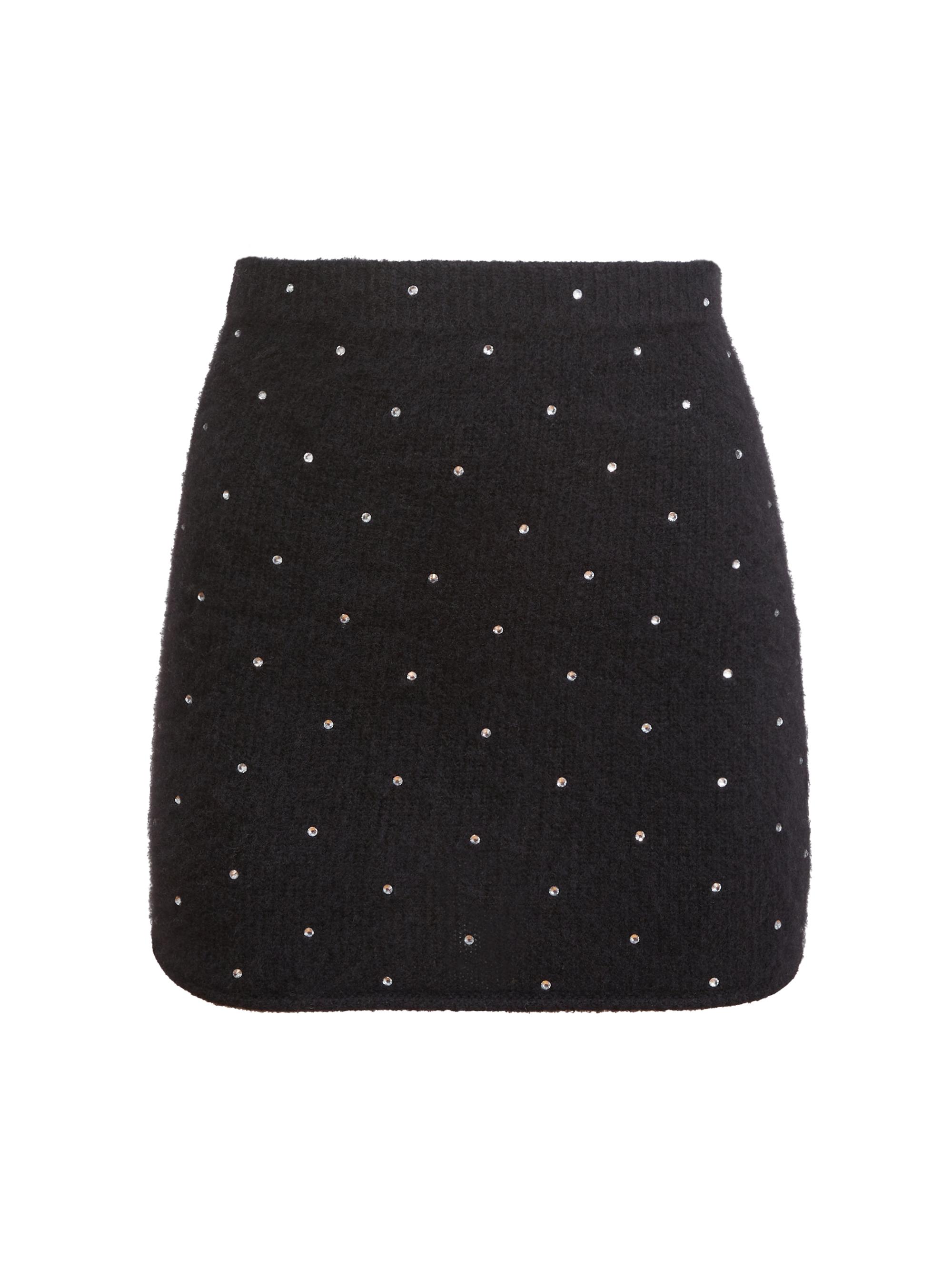Fleur du Mal Women's Rhinestone Knit Miniskirt - Black