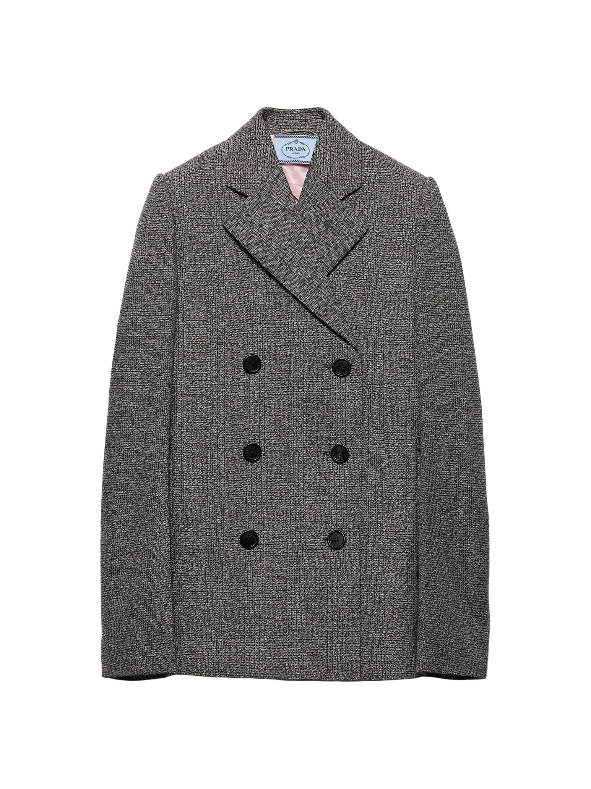 Prada Women's Double-Breasted Prince of Wales Checked Jacket - Grey