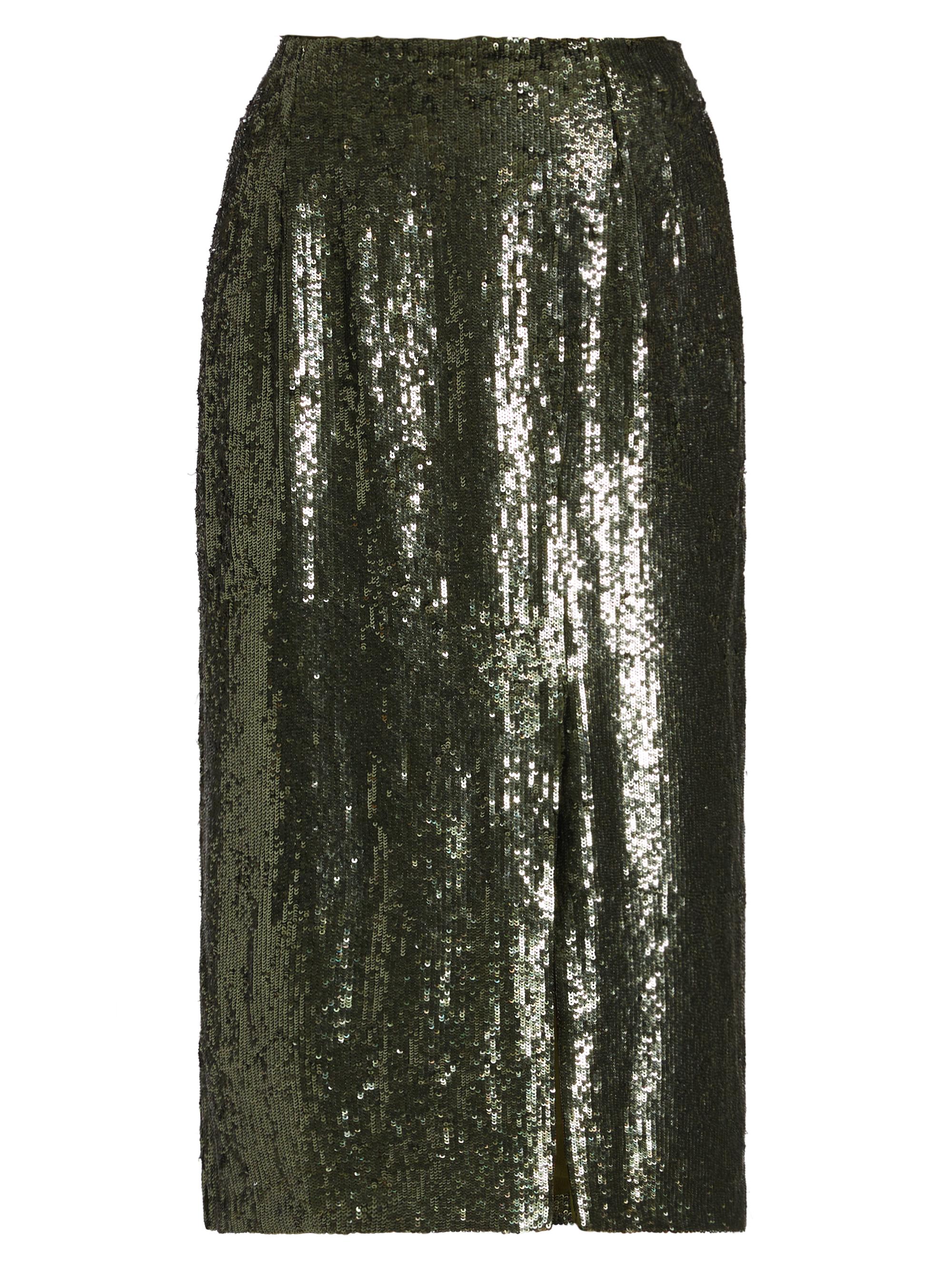 TWP Women's Fishscale Ladylike Sequined Midi-Skirt - Deep Sage