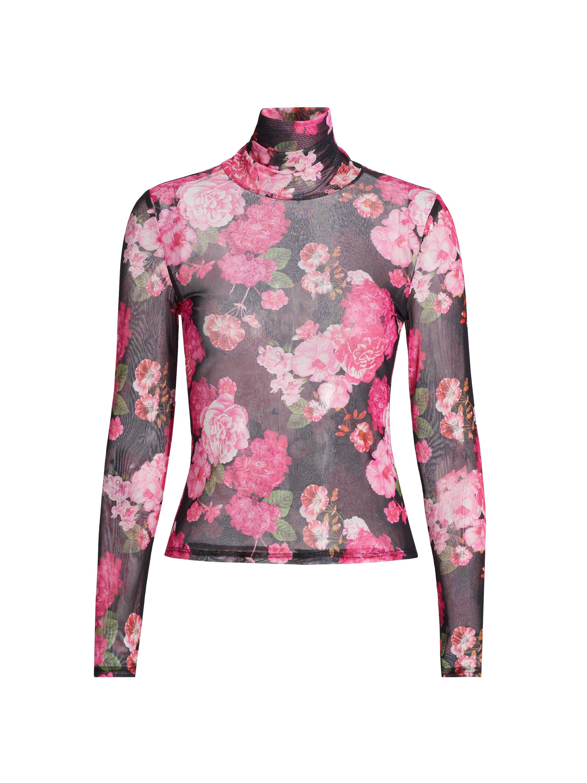Generation Love Tyla Floral-Mesh Turtleneck Top | Saks Fifth Avenue