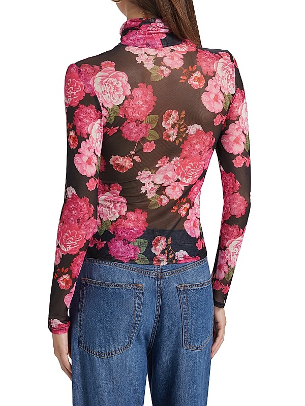 Shop Generation Love Tyla Floral-Mesh Turtleneck Top | Saks Shop Generation Love Tyla Floral-Mesh Turtleneck Top | Saks