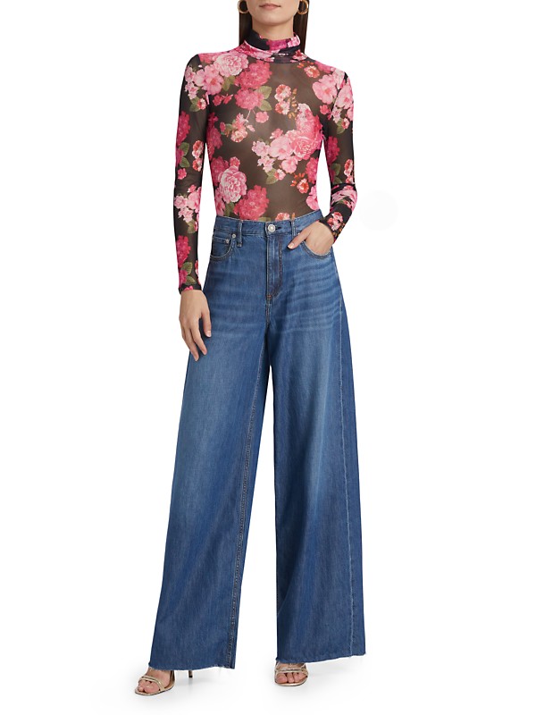 Shop Generation Love Tyla Floral-Mesh Turtleneck Top | Saks Shop Generation Love Tyla Floral-Mesh Turtleneck Top | Saks
