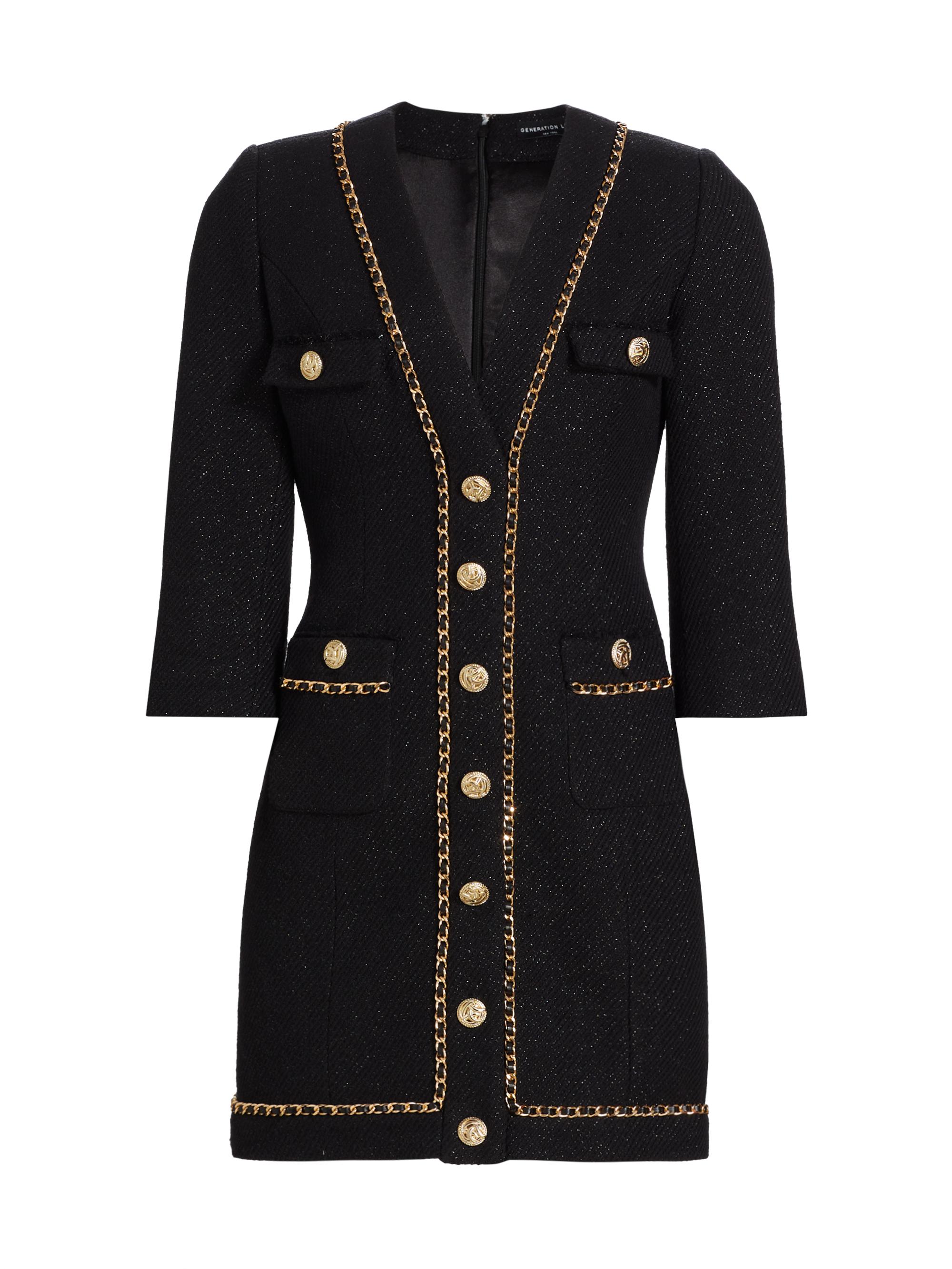 Generation Love Women's Sandrine Tweed Minidress - Black