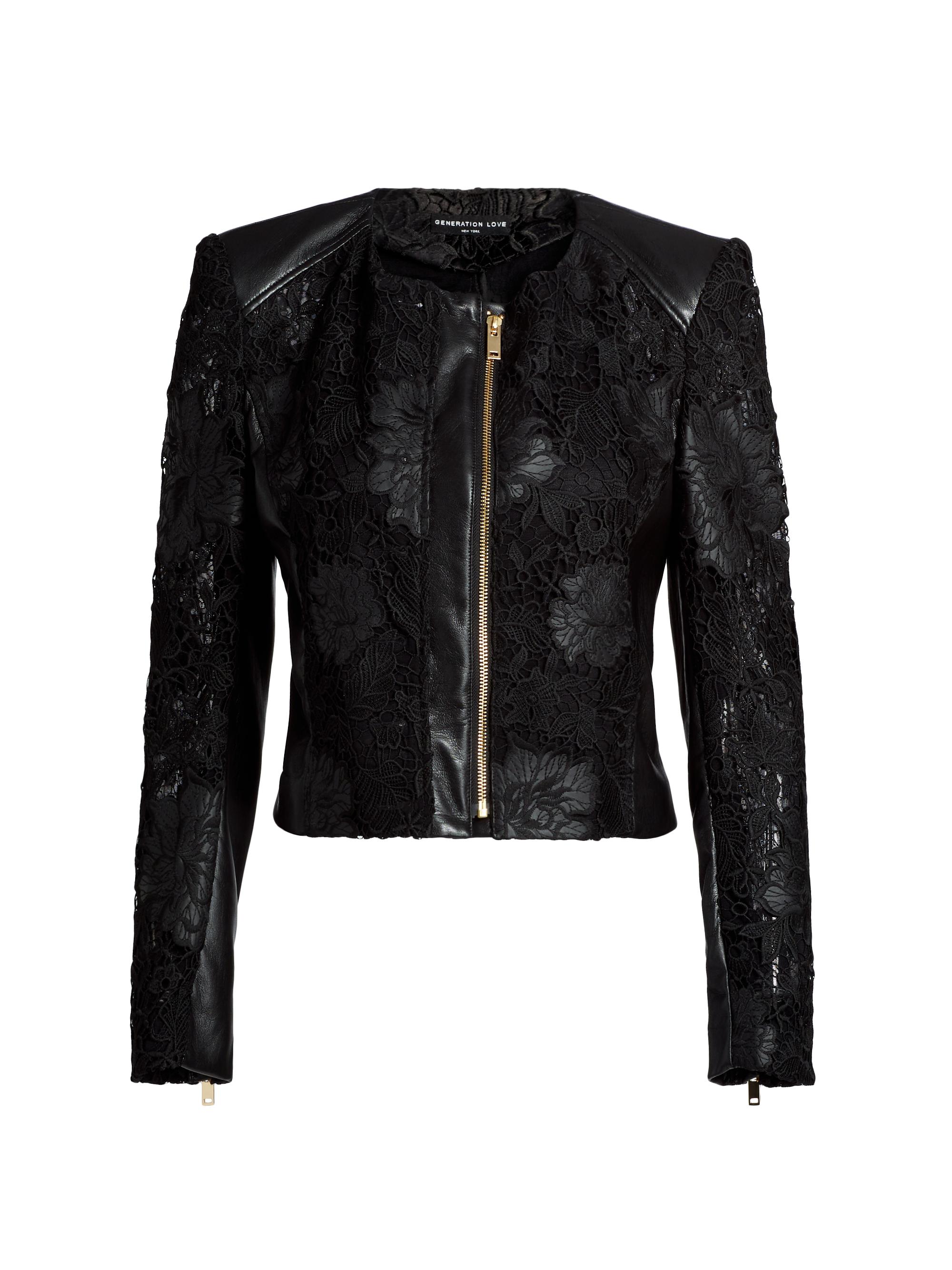 Generation Love Women's Dalma Faux-Leather & Lace Jacket - Black