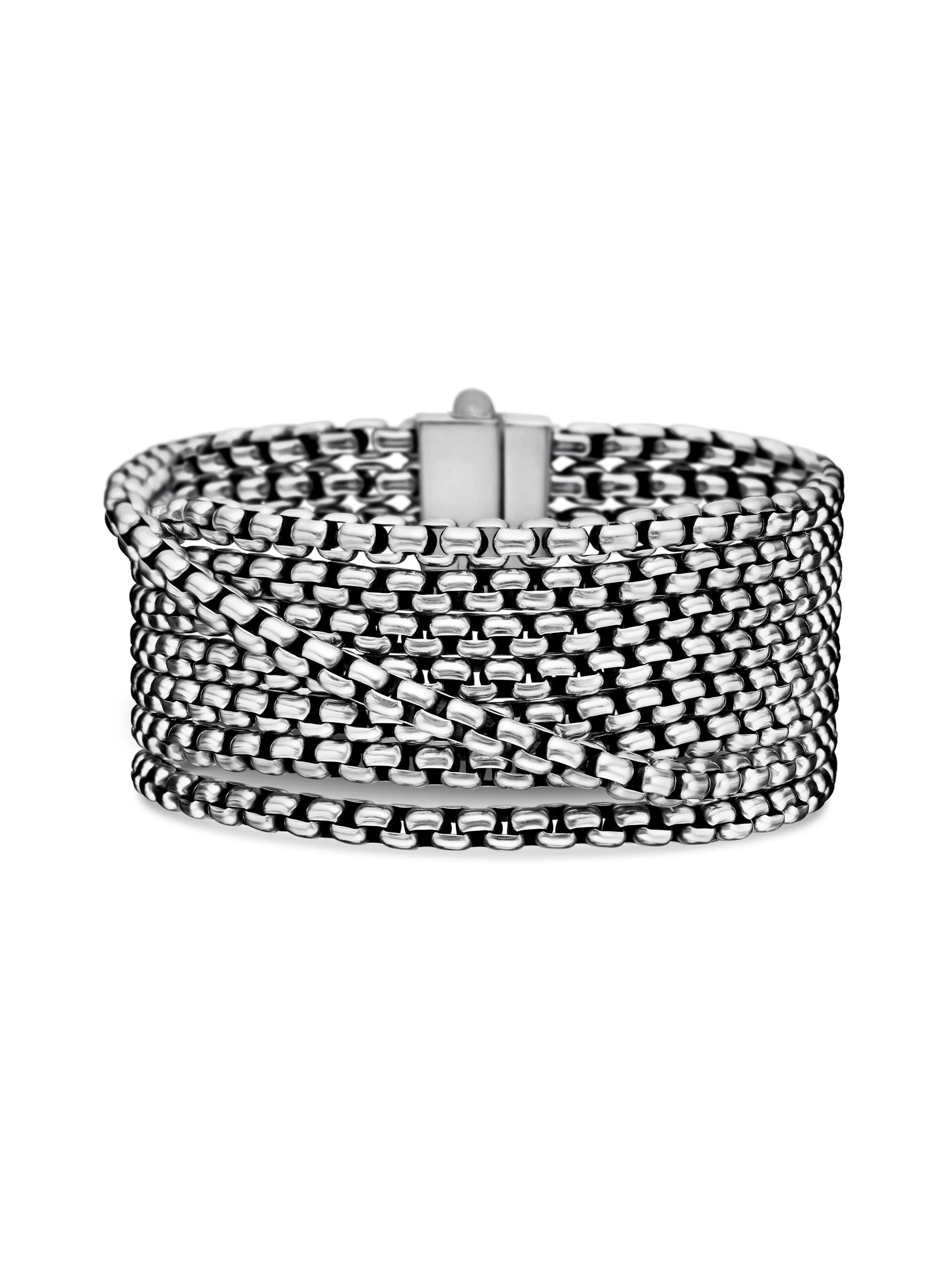 David Yurman Women's Box Chain Eight Row Bracelet in Sterling Silver, 2MM - Silver
