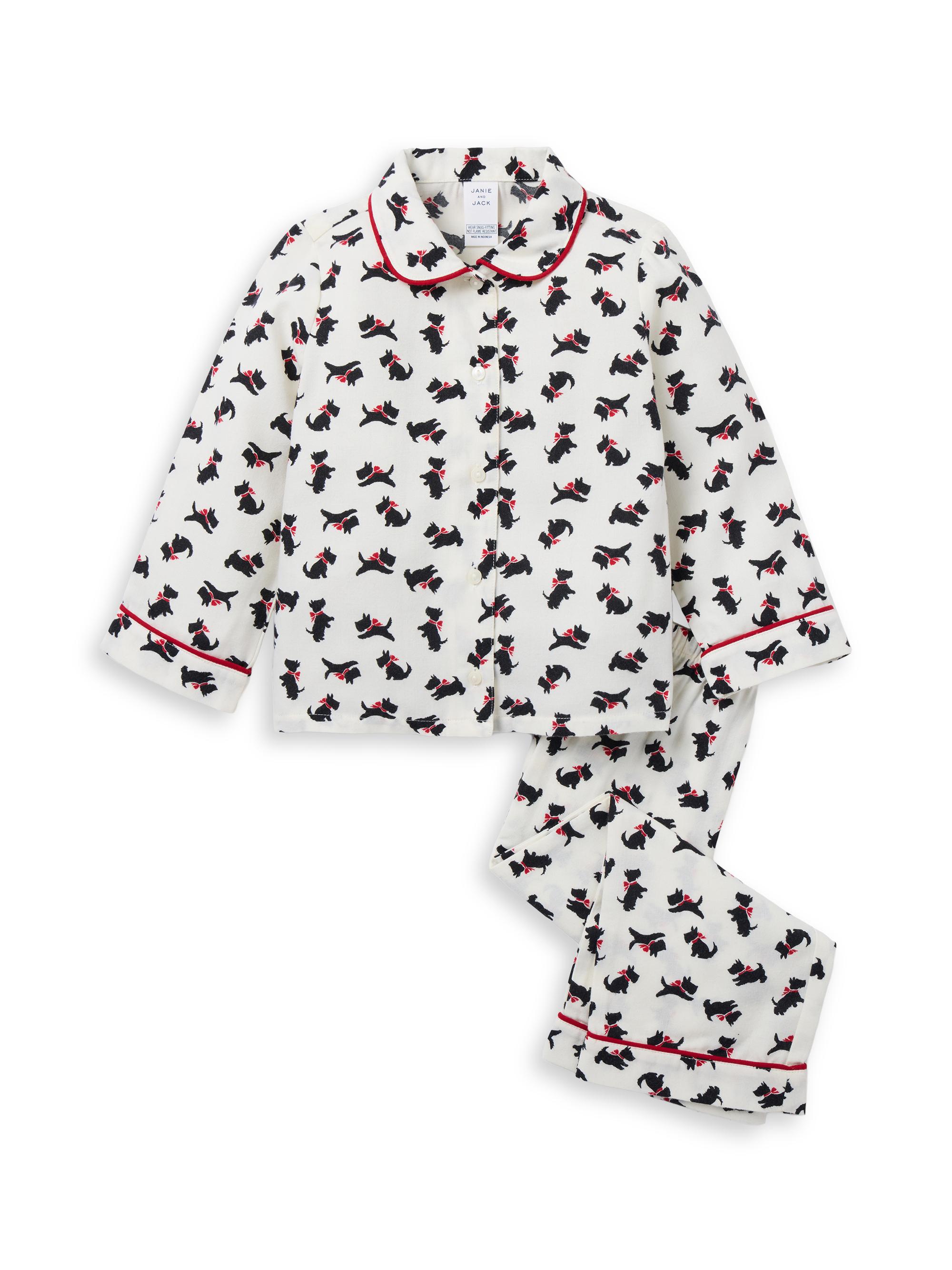 Janie and Jack Little Girl's & Girl's  X American Girl Holiday Scottie Dreams Pajama Set - White Multi