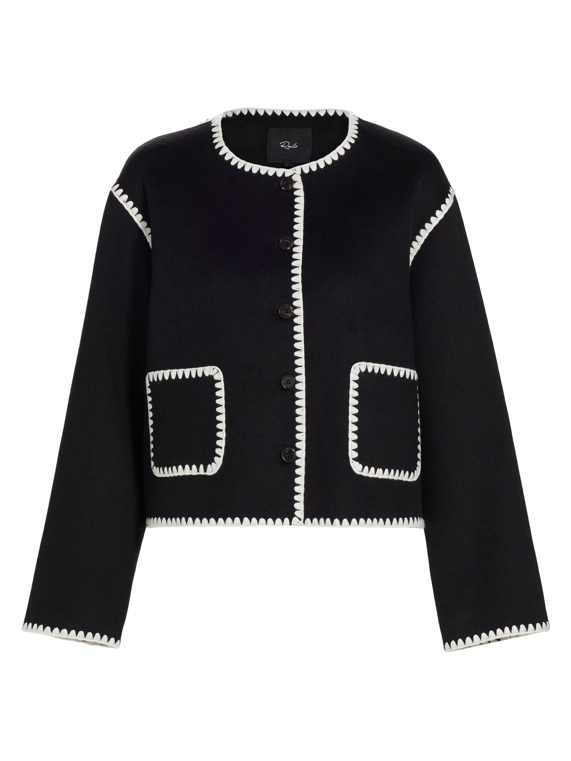 Rails Women's Melanie Contast-Trim Wool-Blend Sweater - Black