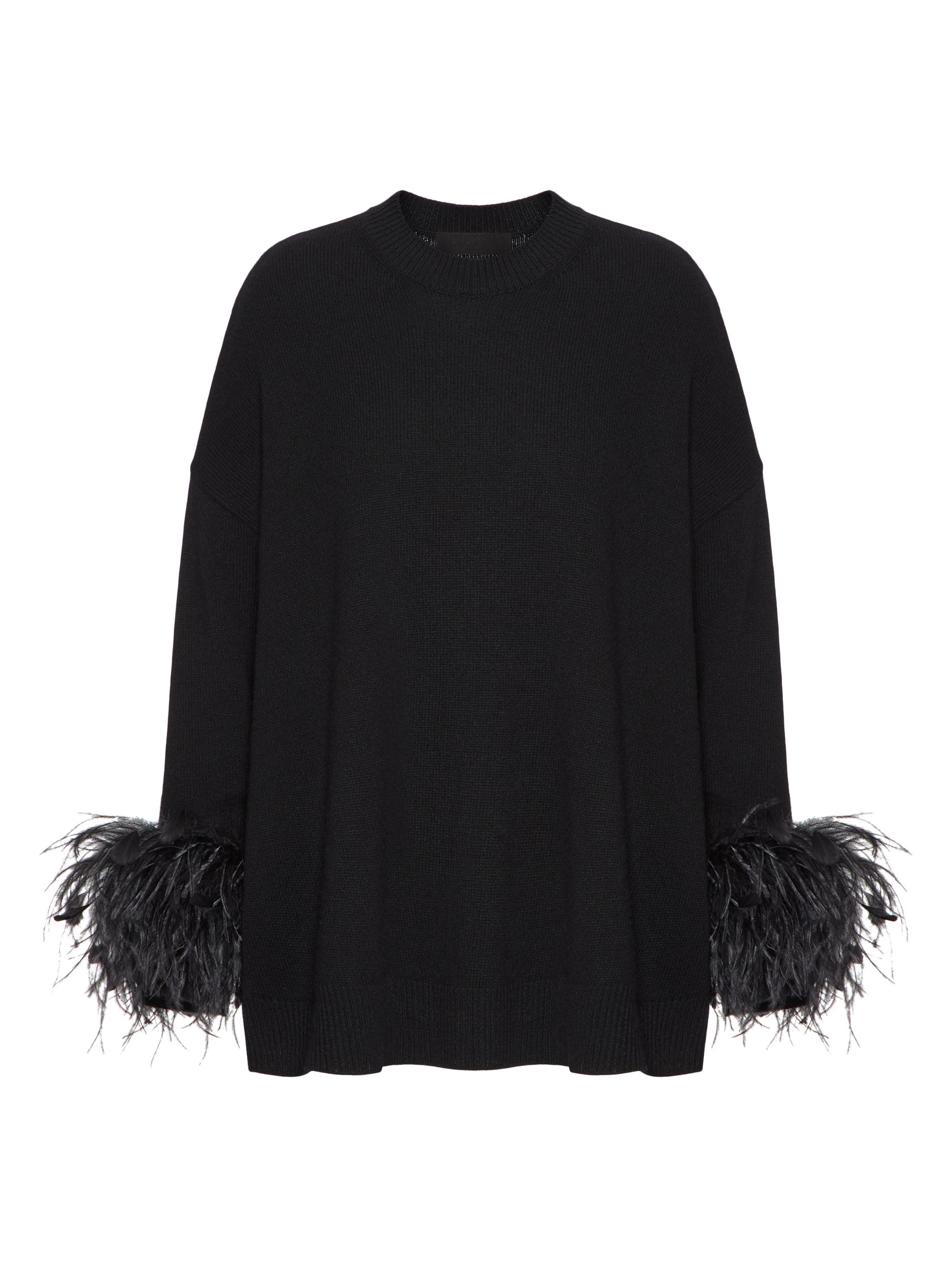 Valentino Garavani Women's Wool Sweater with Feathers - Black