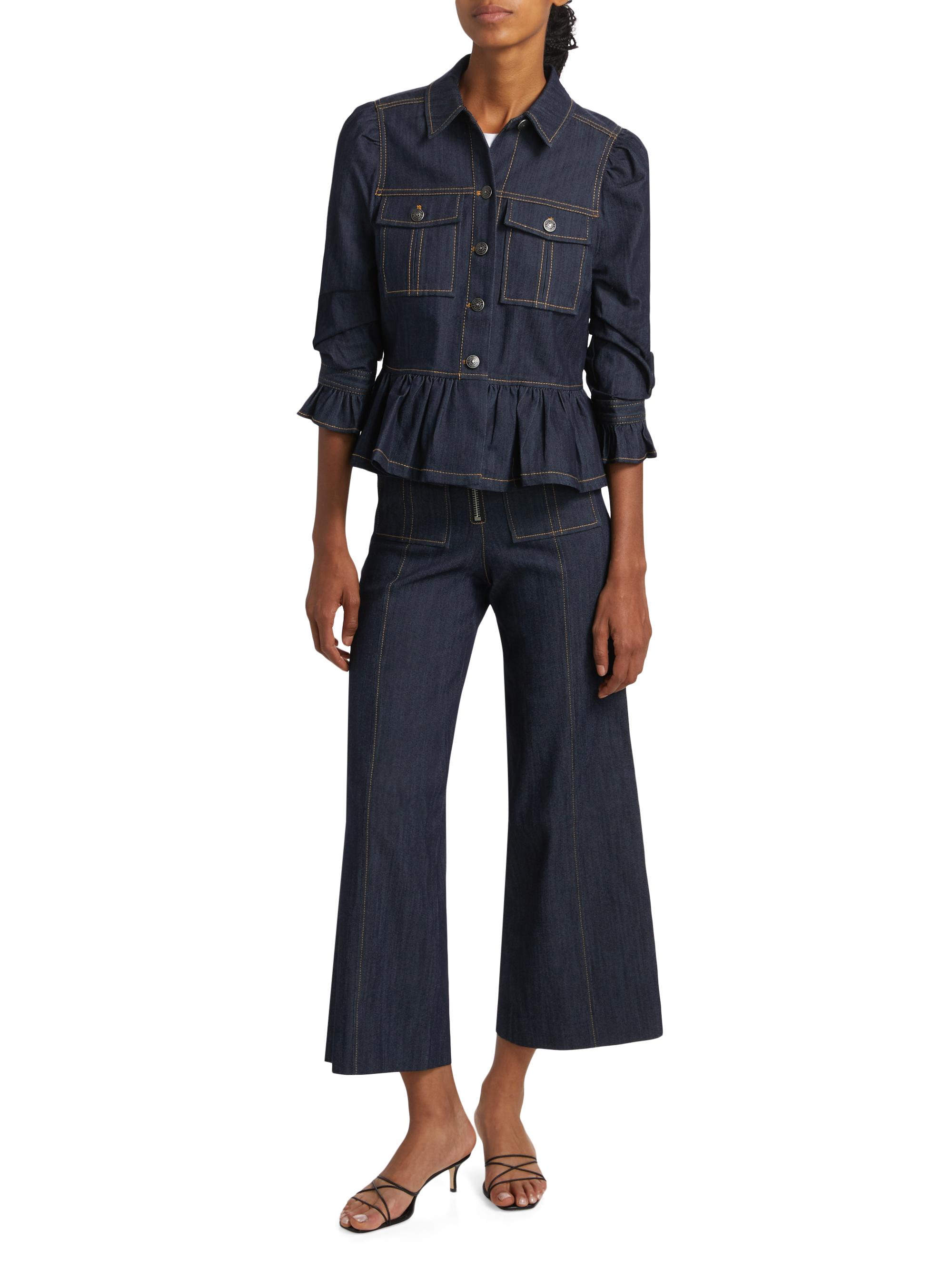 Cinq à Sept Delanie Denim Crop Jacket | Saks Fifth Avenue