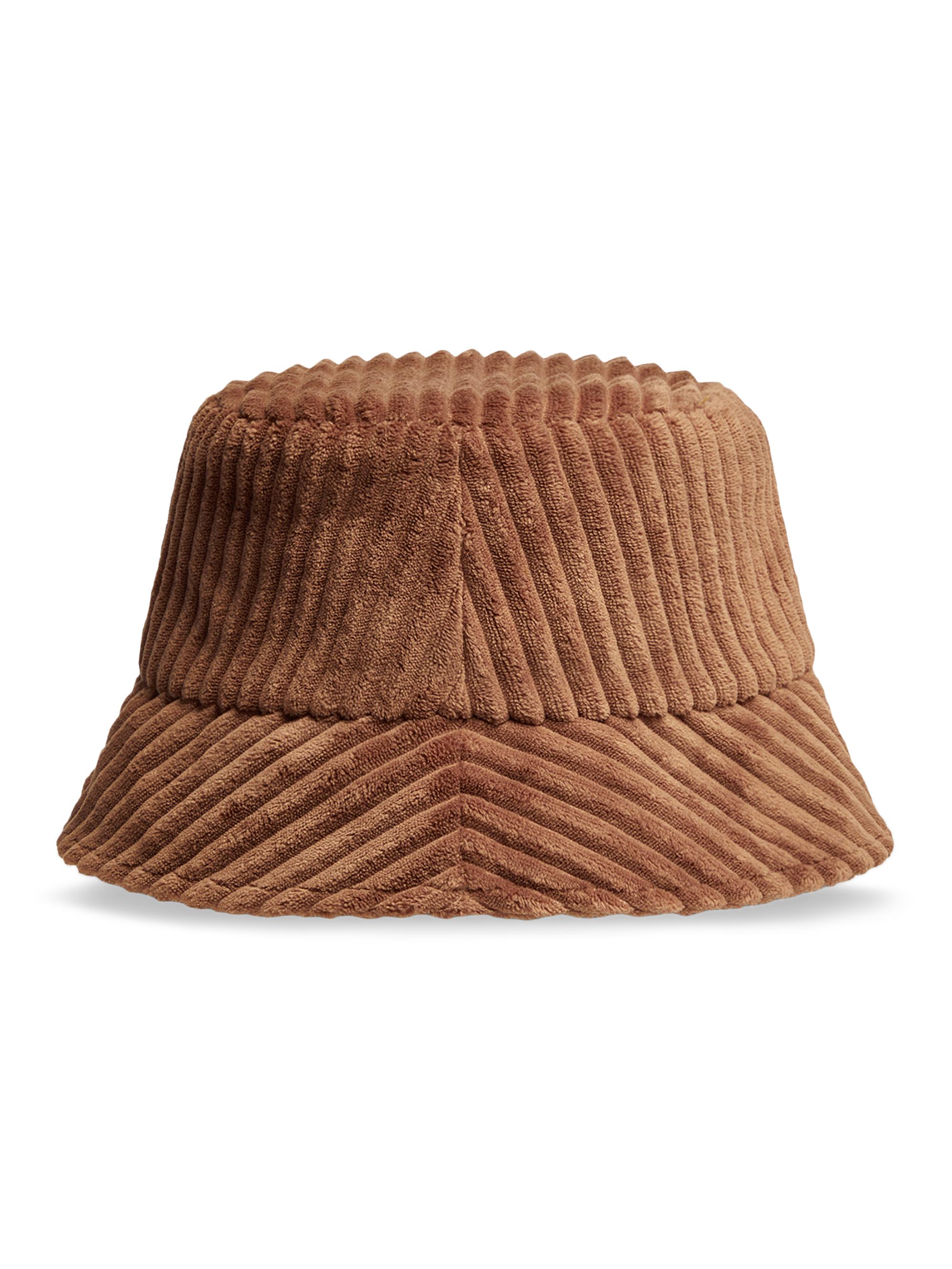 Moncler Women's Velvet Corduroy Logo Bucket Hat - Brown