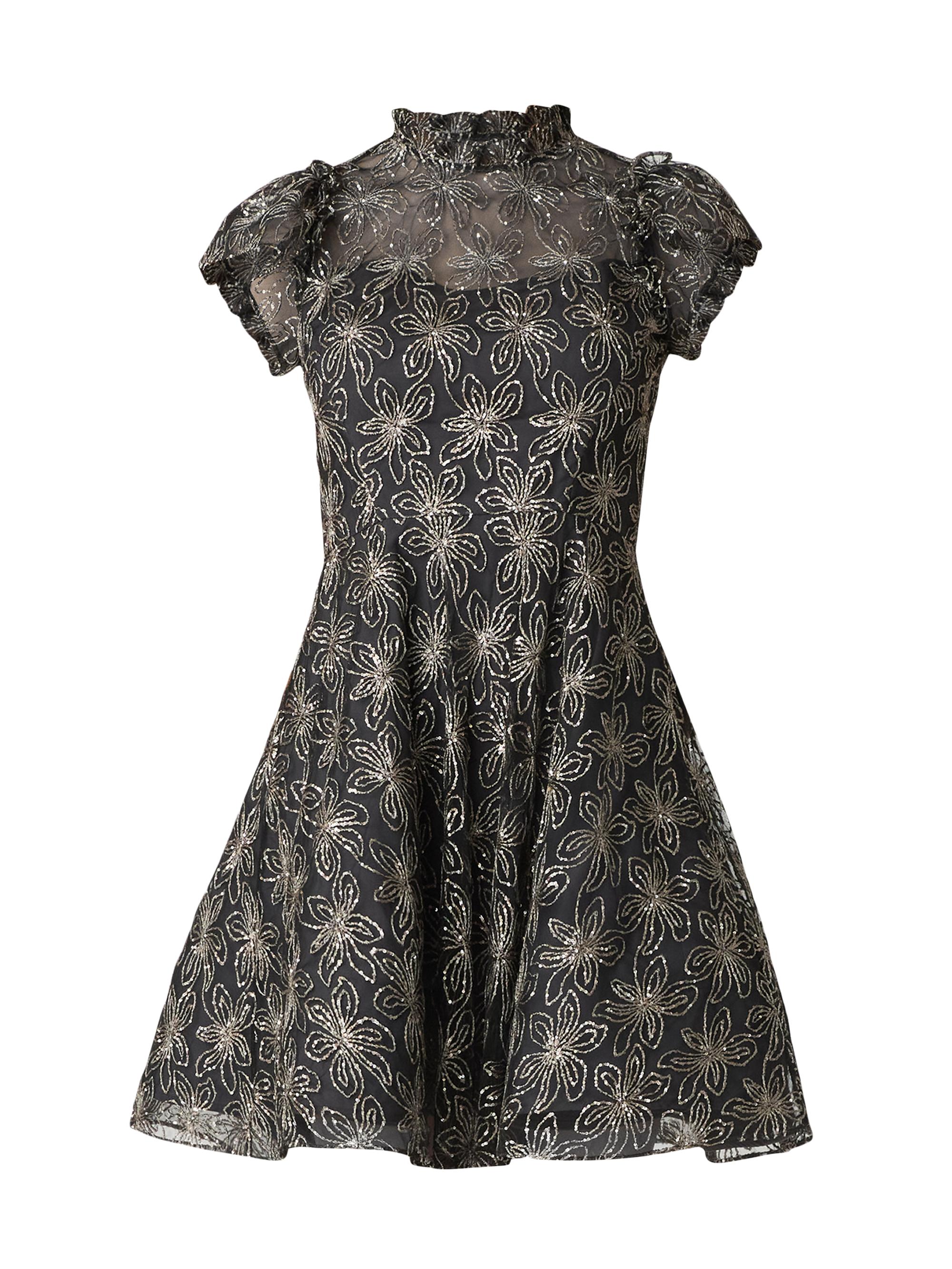 Shoshanna Women's Everlie Fit & Flare Minidress - Jet Metallic