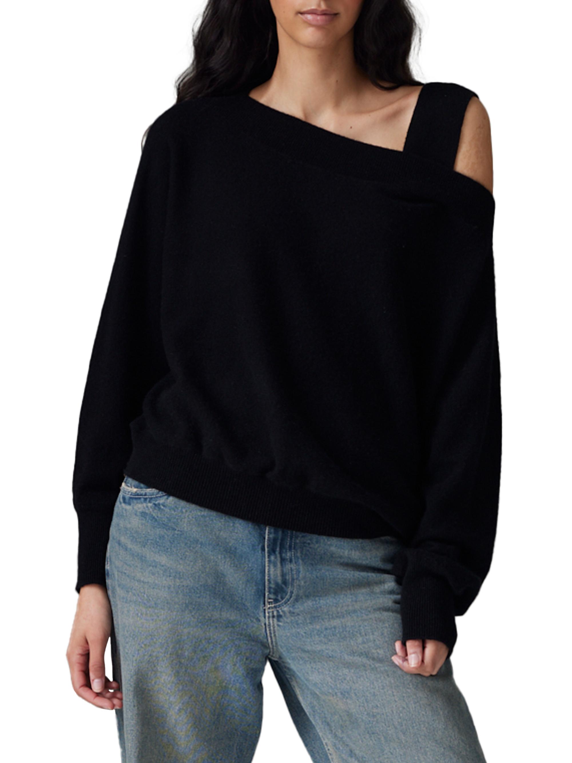 COLORUSH Women's Margot Boatneck Off-The-Shoulder Sweater - Black