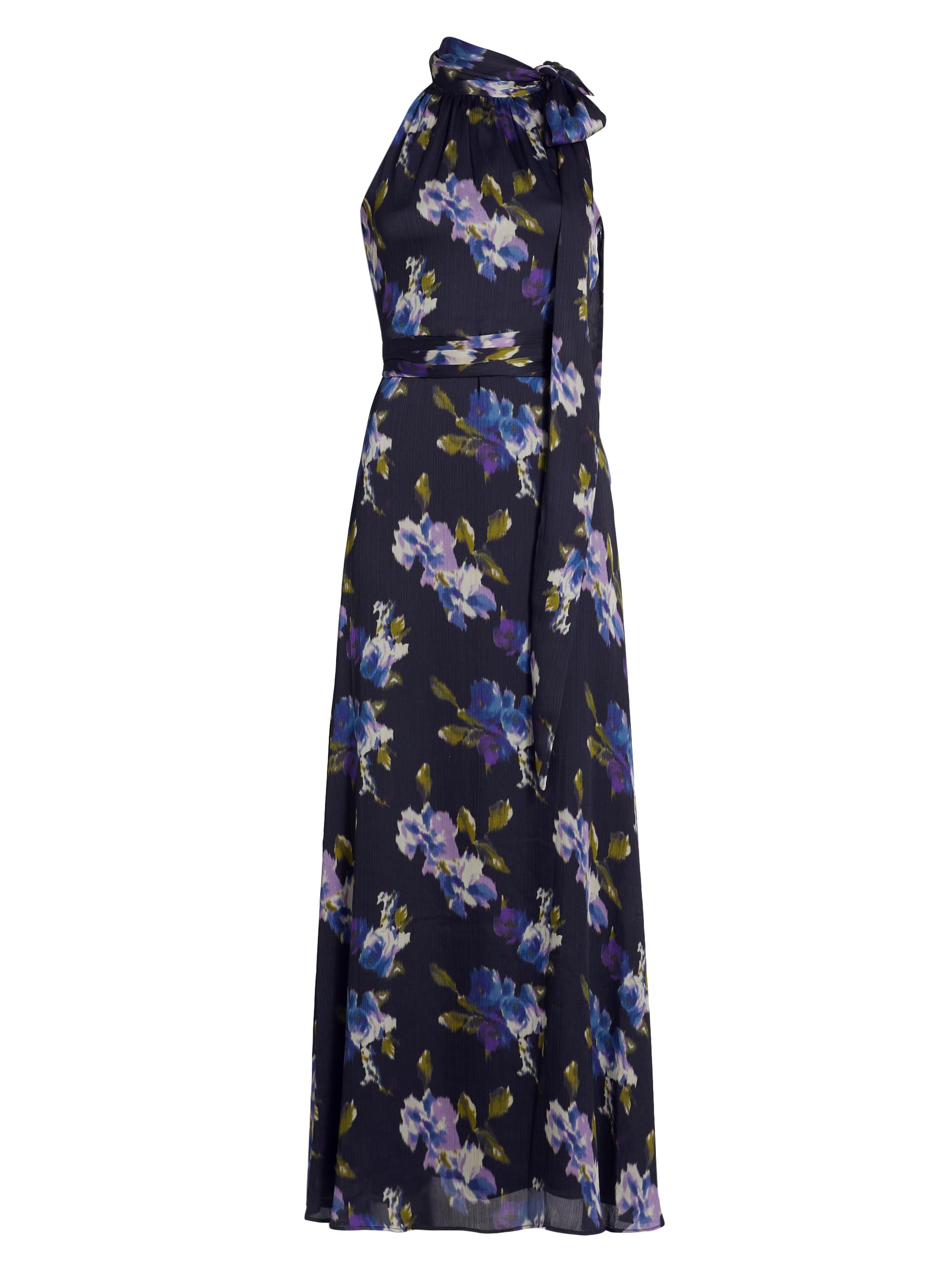 Sachin & Babi Women's Kayla Floral Tie-Neck Gown - Midnight Corsage