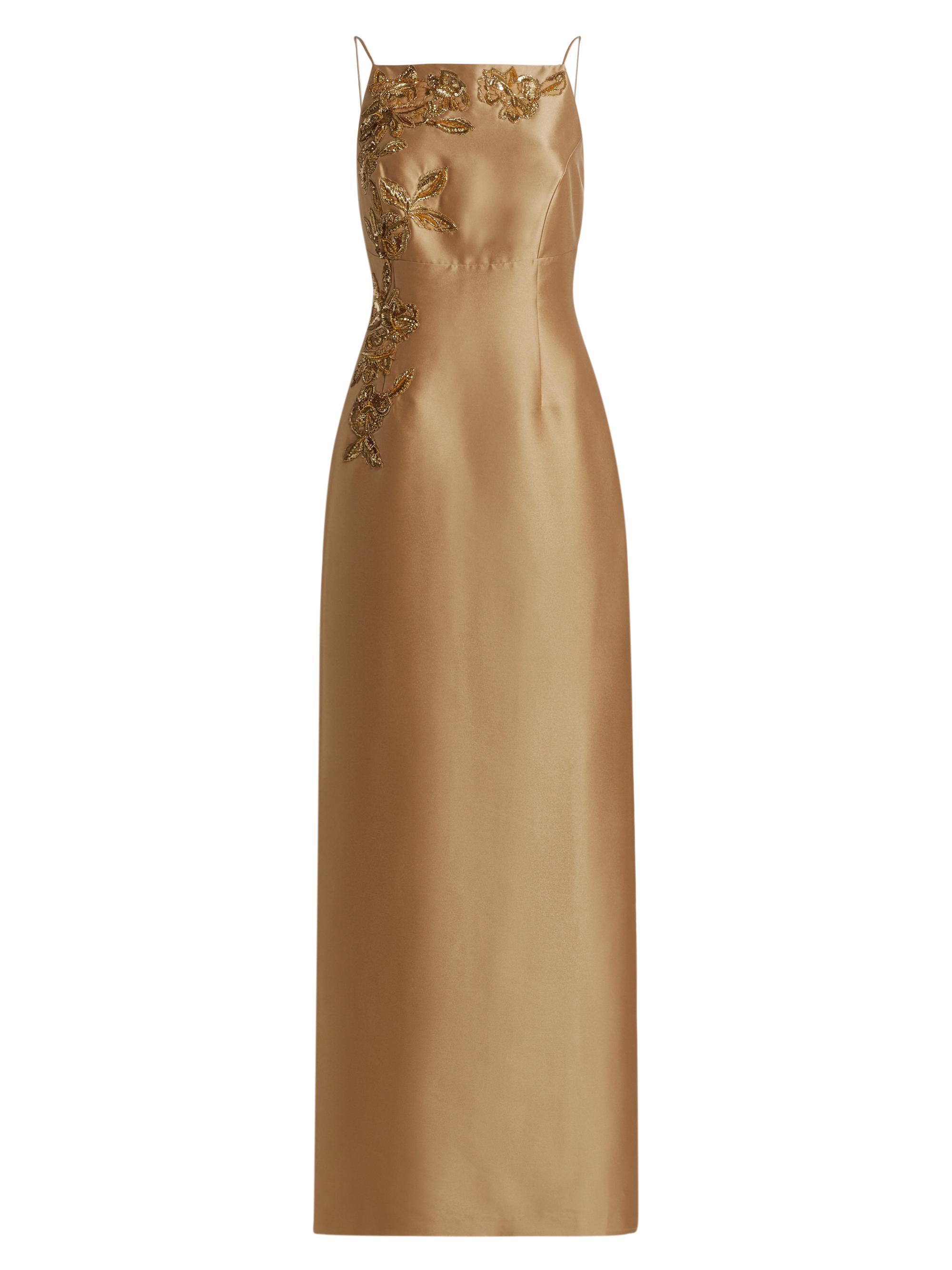 sachin and babi gold dress SACHIN & BABI Gold Sequin Metallic Ruffle Tulle Trim Pleated Midi Dress 8  US = M