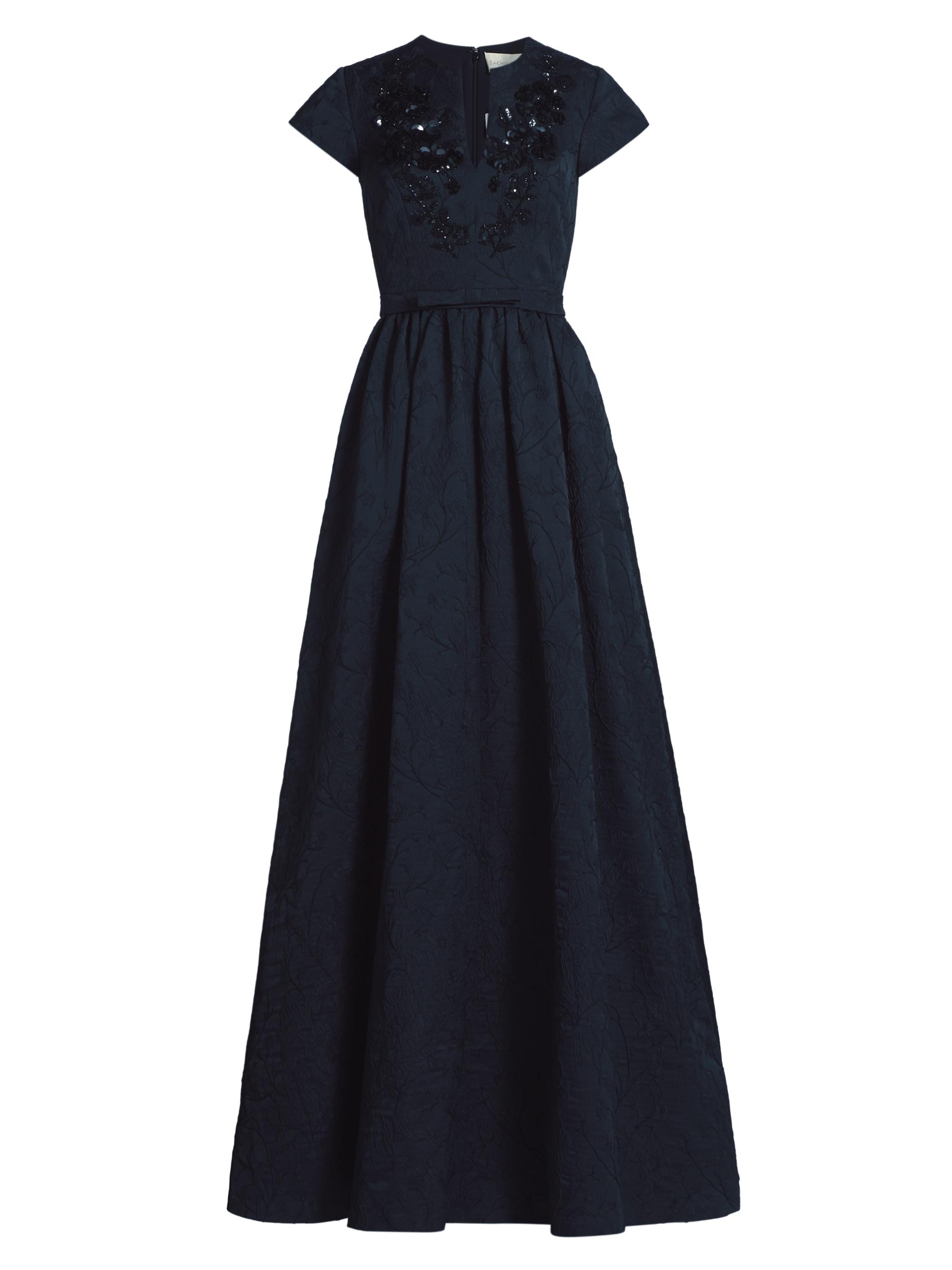Sachin & Babi Women's Estelle Embellished Jacquard Fit & Flare Gown - Poseidon