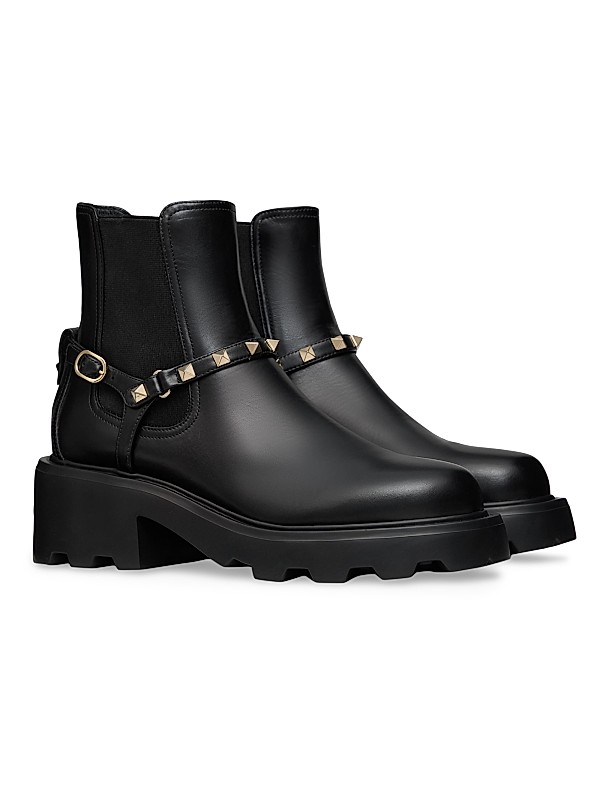 Shop Valentino Garavani Rockstud 55MM Calfskin Beatle Boots Shop Valentino Garavani Rockstud 55MM Calfskin Beatle Boots