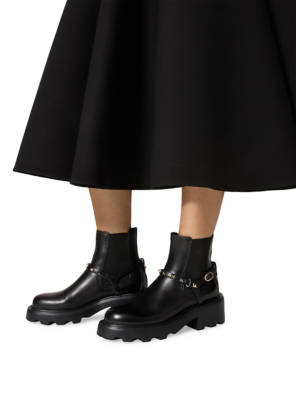 Shop Valentino Garavani Rockstud 55MM Calfskin Beatle Boots Shop Valentino Garavani Rockstud 55MM Calfskin Beatle Boots