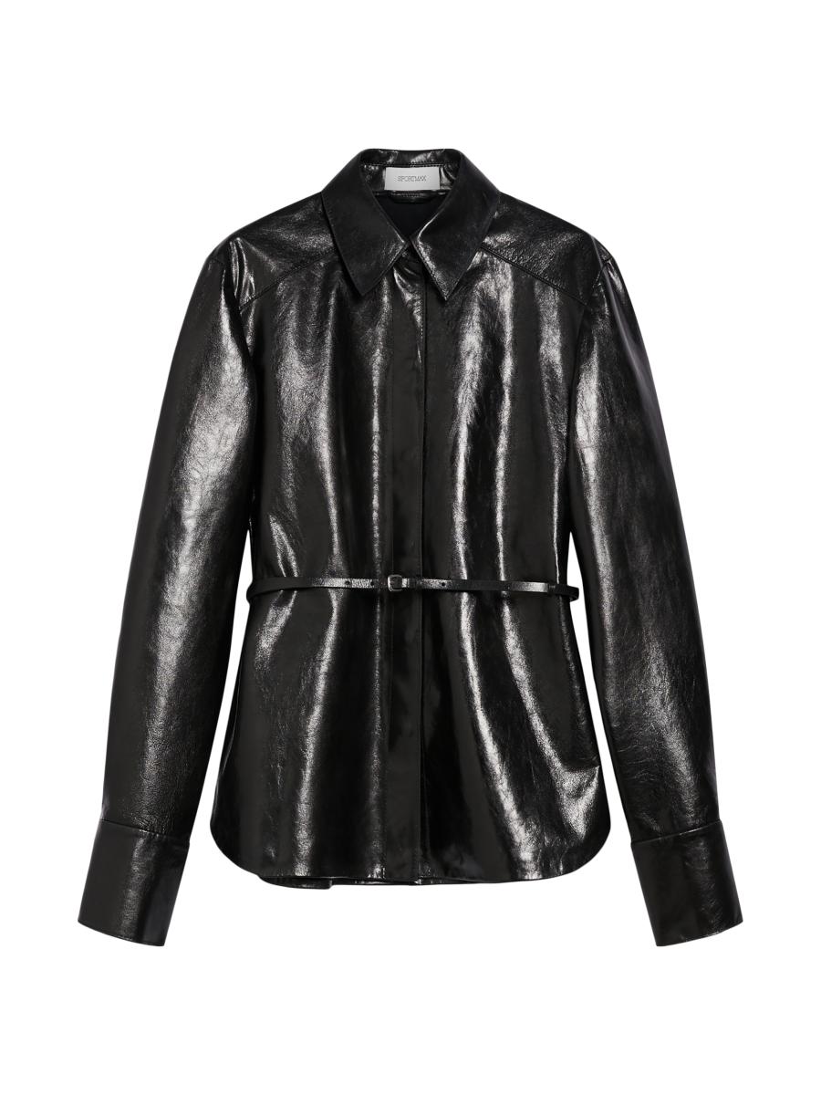 Shop Sportmax Larix Belted Leather Shirt Jacket | Saks Fifth Shop Sportmax Larix Belted Leather Shirt Jacket | Saks Fifth