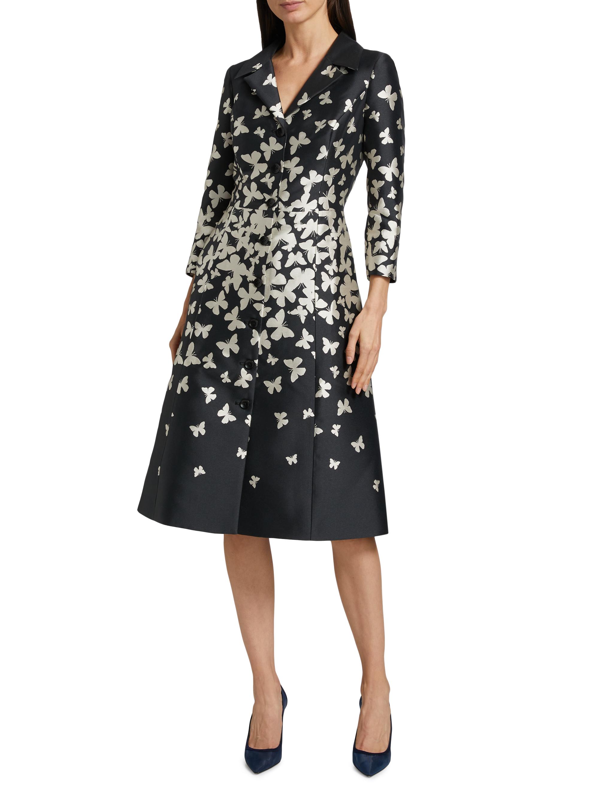 Teri Jon by Rickie Freeman Butterfly Mikado Fit & Flare Coat Dress | Saks  Fifth Avenue