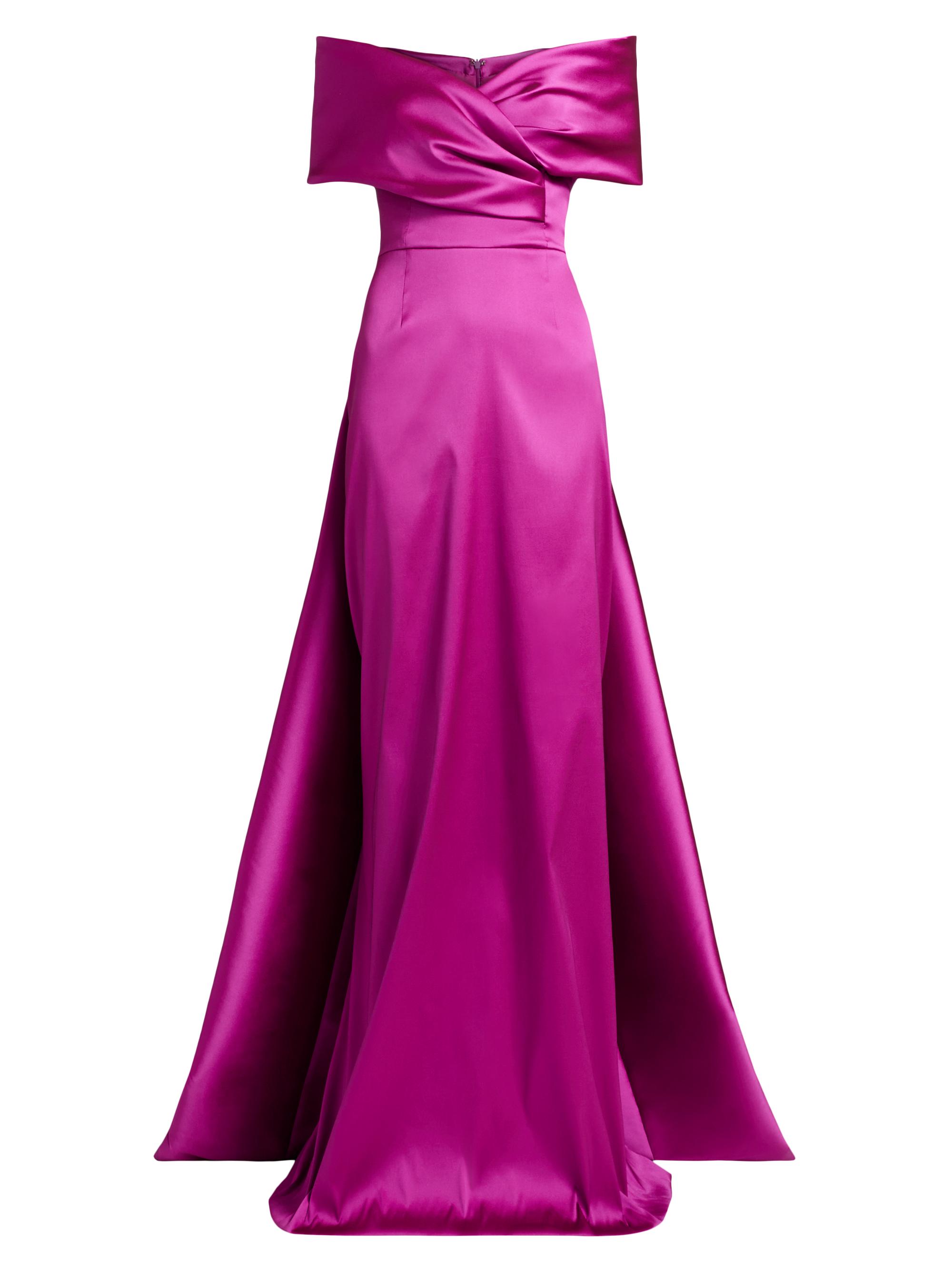 Teri Jon by Rickie Freeman Women's Stretch Gazar Off-The-Shoulder Gown - Fuchsia
