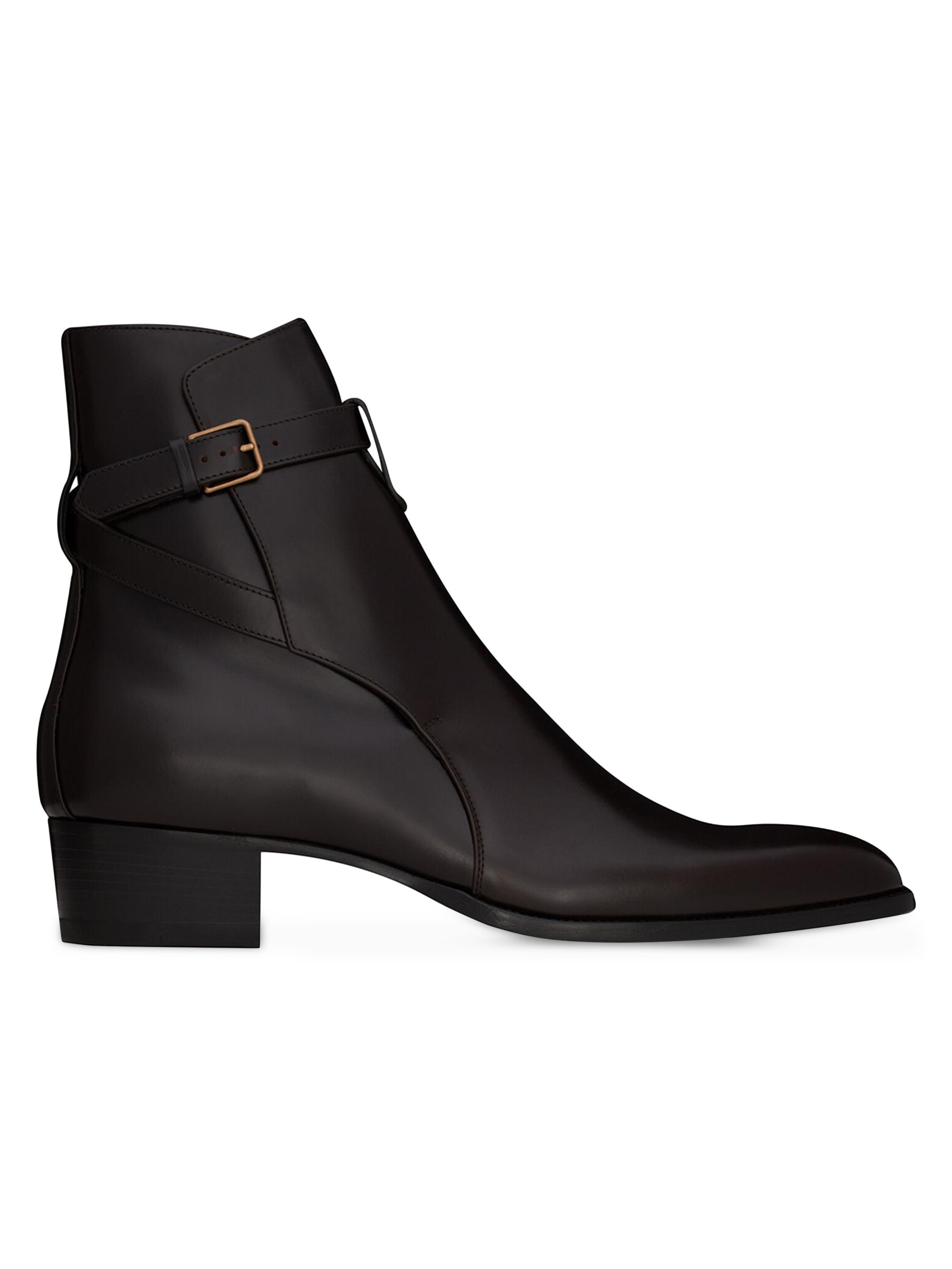 Saint Laurent Men's Wyatt Jodphur Boots in Smooth Leather - Sparrow Brown