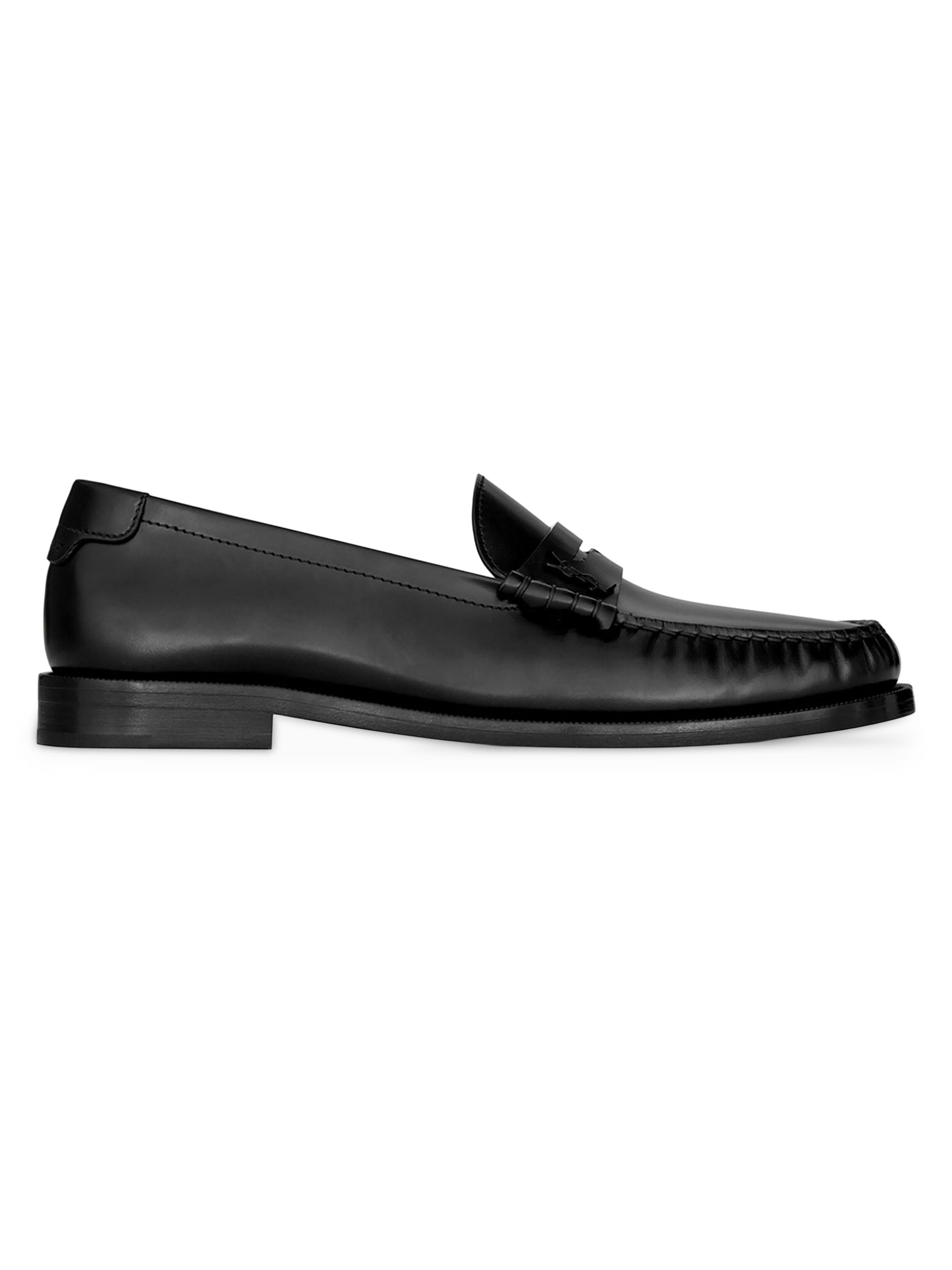 Saint Laurent Men's Le Loafer Penny Slippers in Smooth Leather - Black