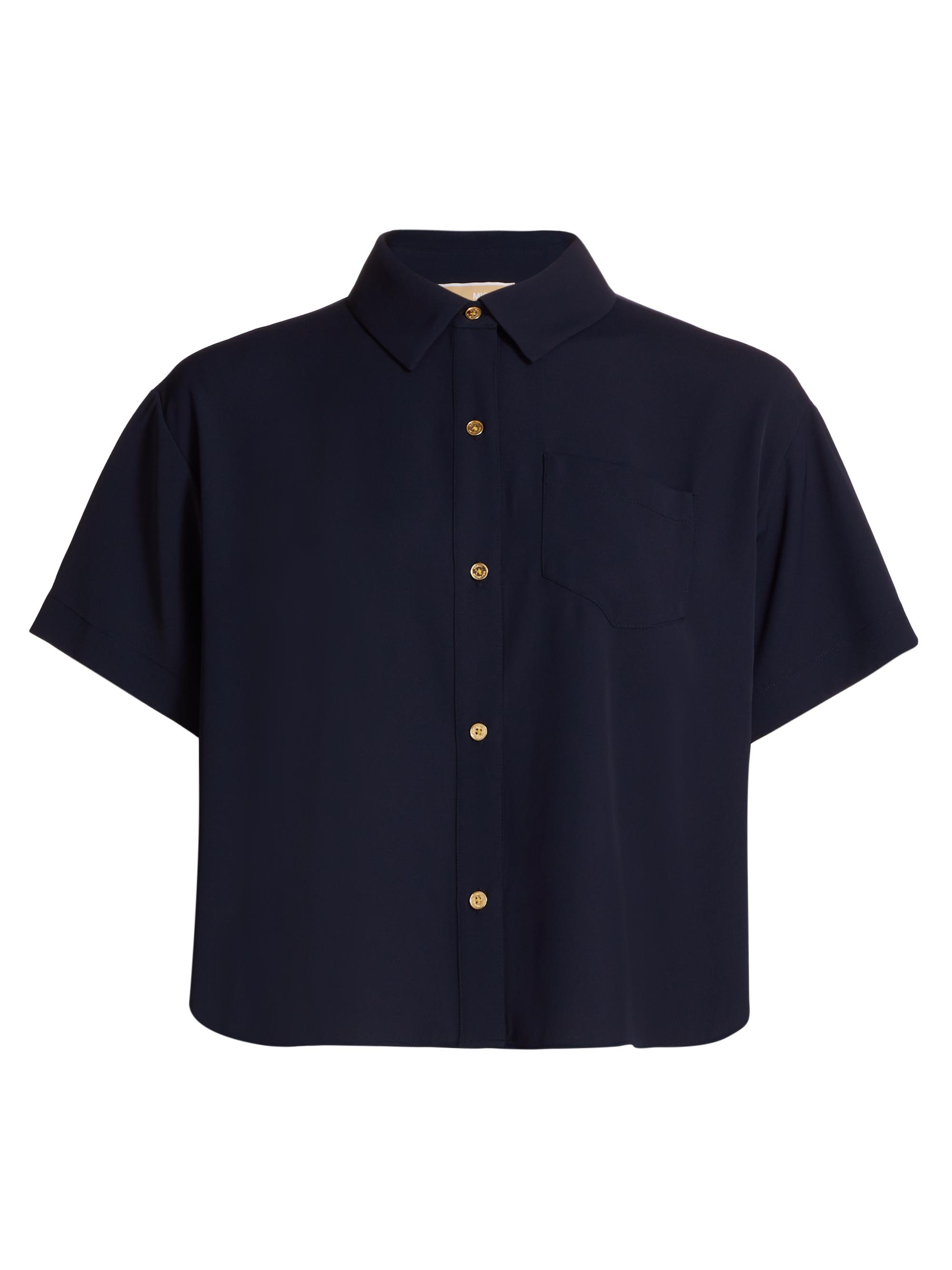 MICHAEL Michael Kors Women's Pleated Short-Sleeve Shirt - Admiral