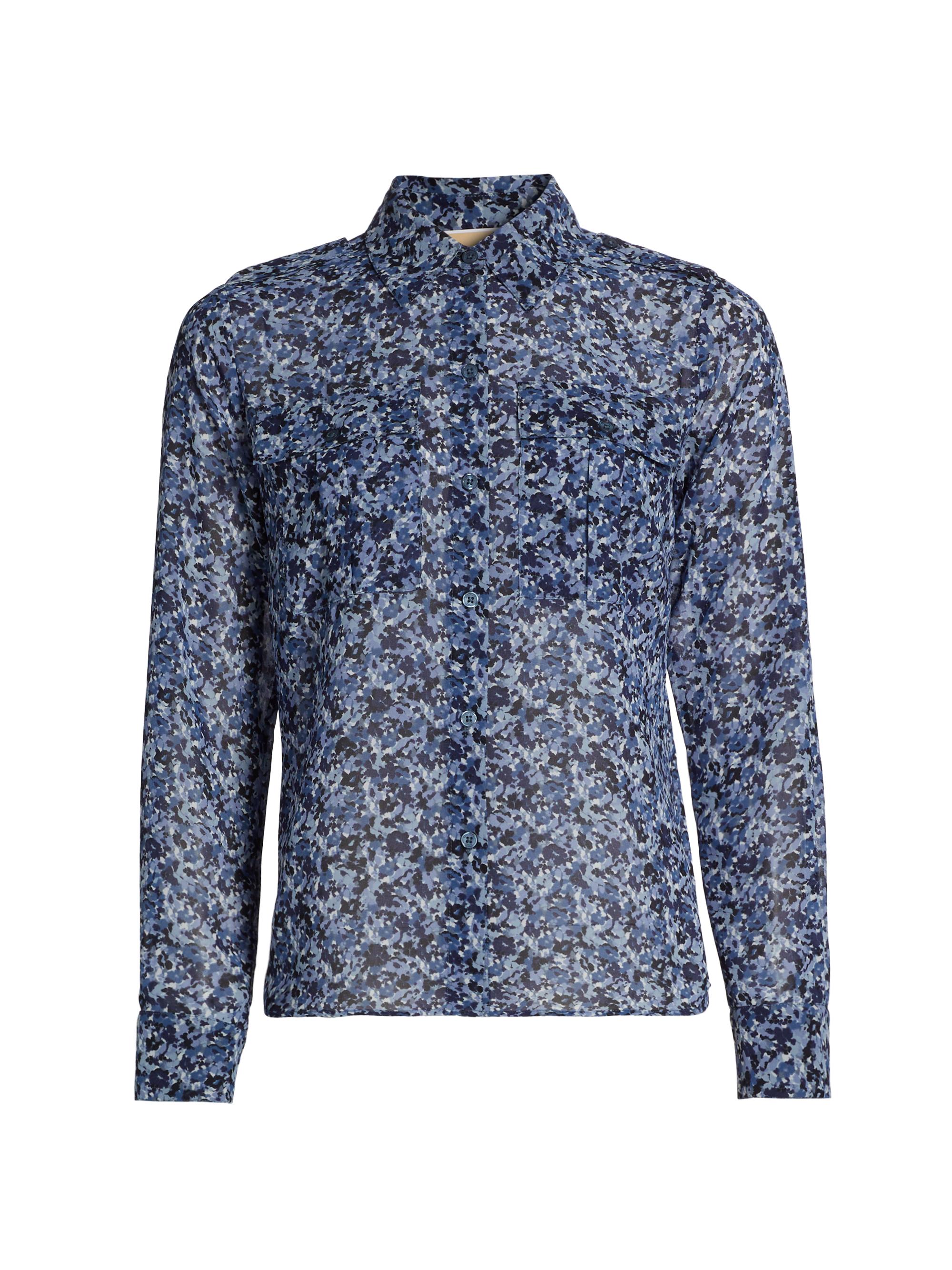 MICHAEL Michael Kors Women's Floral Button-Up Blouse - Admiral