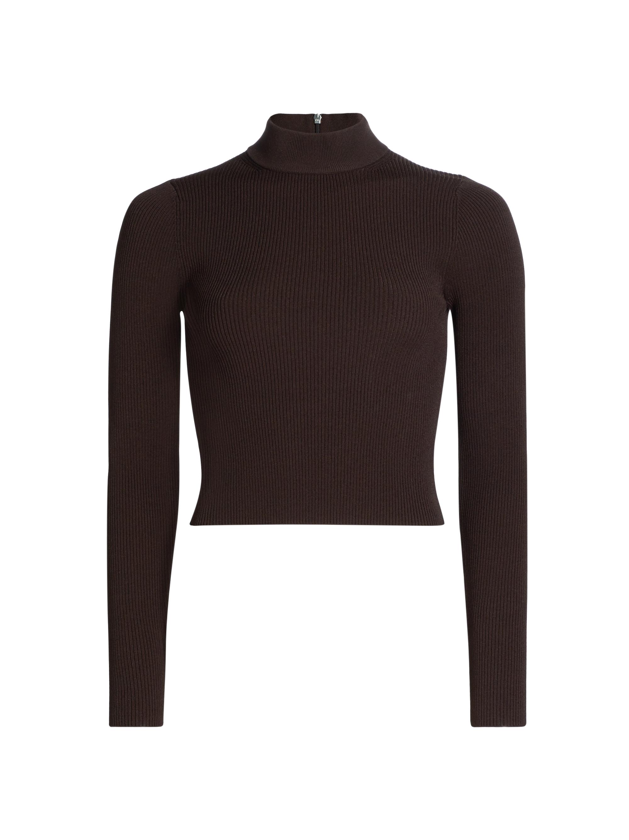 MICHAEL Michael Kors Women's Ribbed Crop Sweater - Chocolate